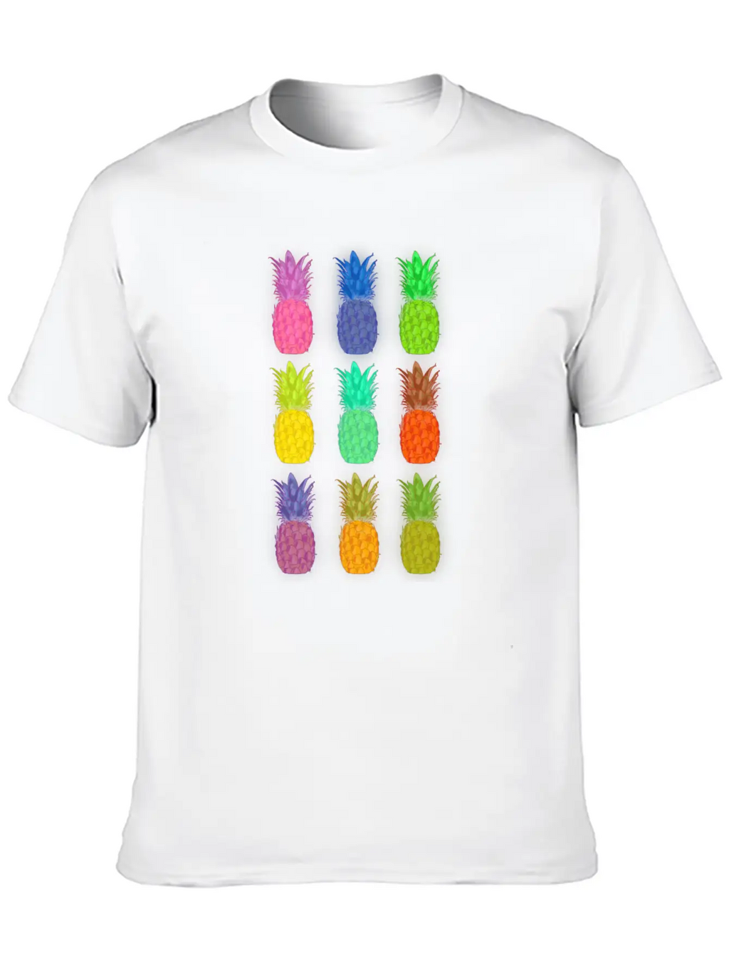 Pineapple Colorful Neon Breathable Soft Cotton T-Shirt – Timeless Casual Look
