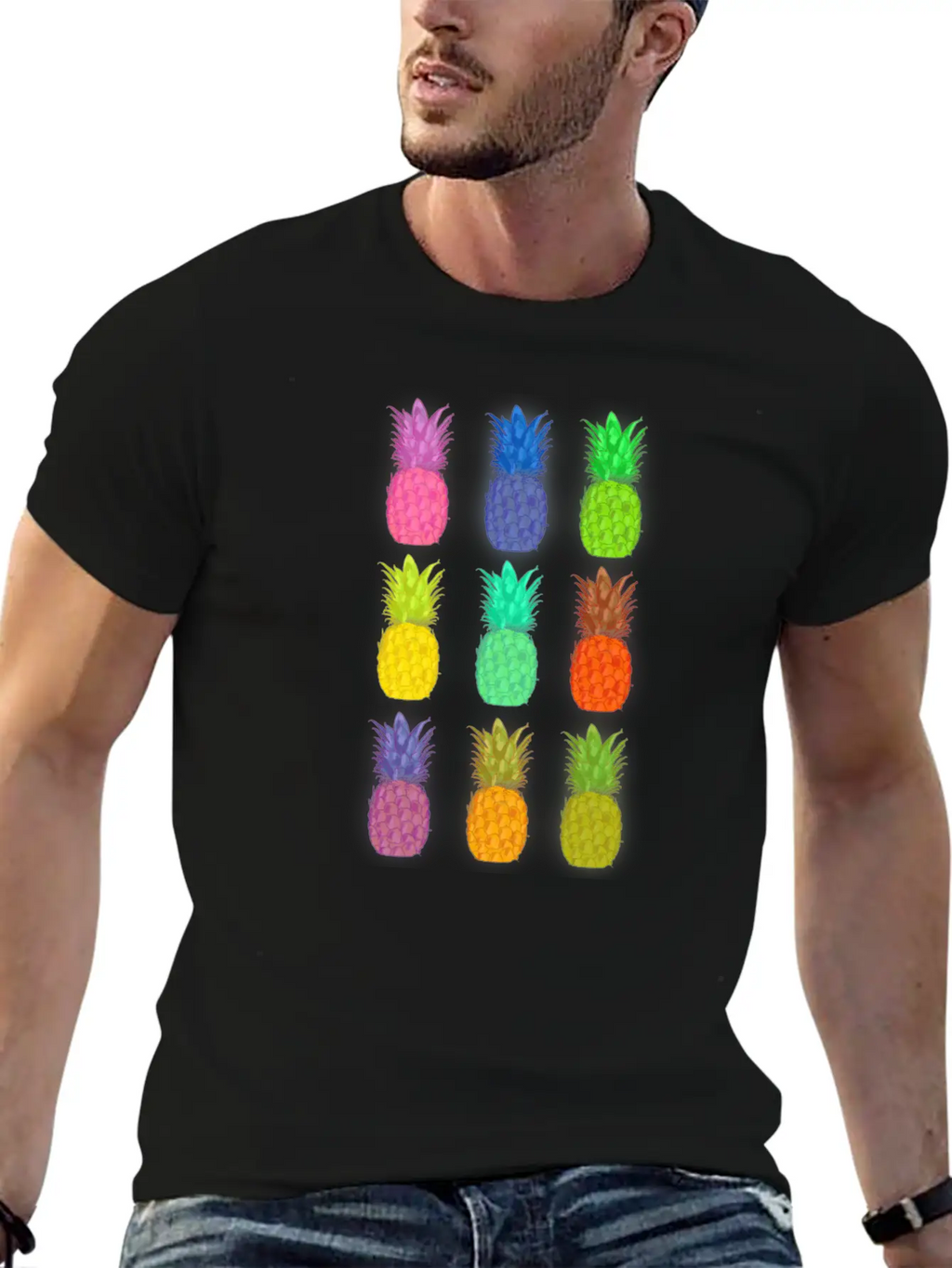 Pineapple Colorful Neon Breathable Soft Cotton T-Shirt – Timeless Casual Look