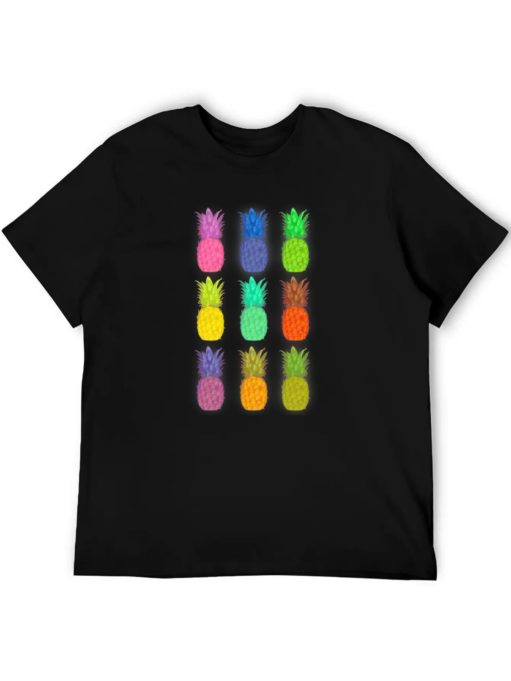 Pineapple Colorful Neon Breathable Soft Cotton T-Shirt – Timeless Casual Look