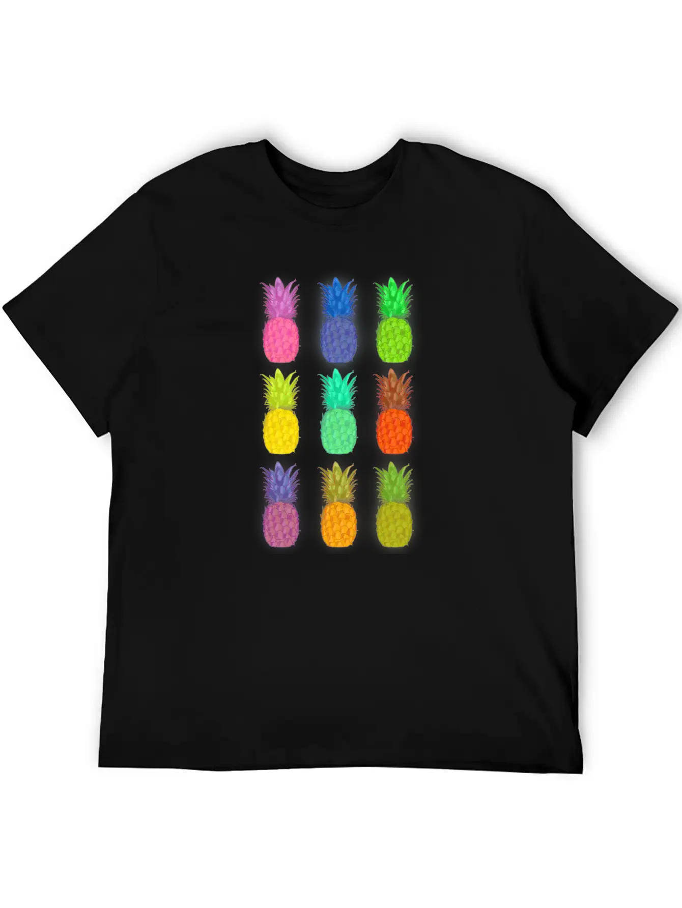 Pineapple Colorful Neon Breathable Soft Cotton T-Shirt – Timeless Casual Look