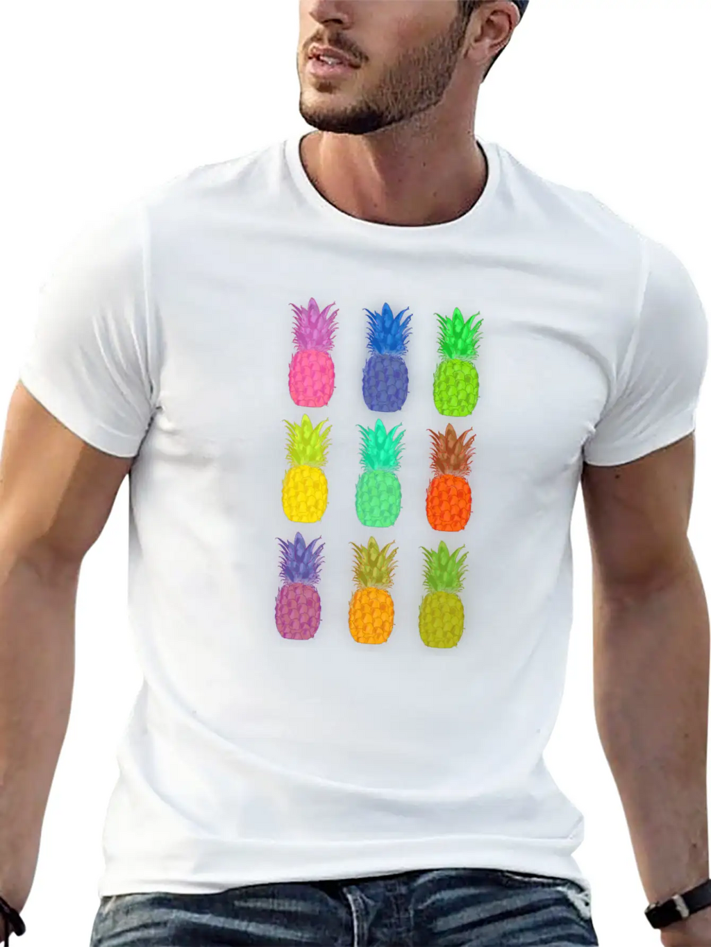 Pineapple Colorful Neon Breathable Soft Cotton T-Shirt – Timeless Casual Look