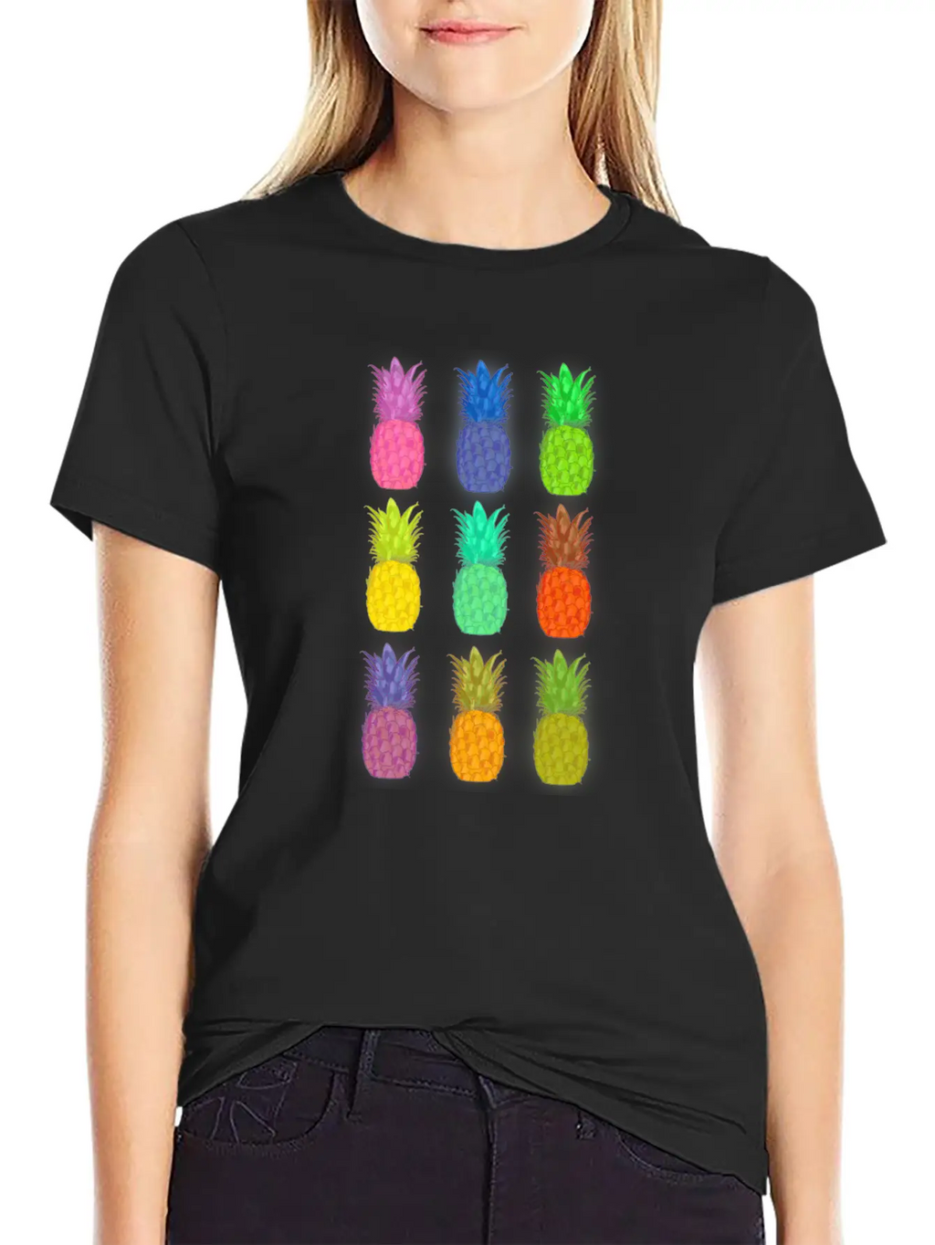 Pineapple Colorful Neon Breathable Soft Cotton T-Shirt – Timeless Casual Look