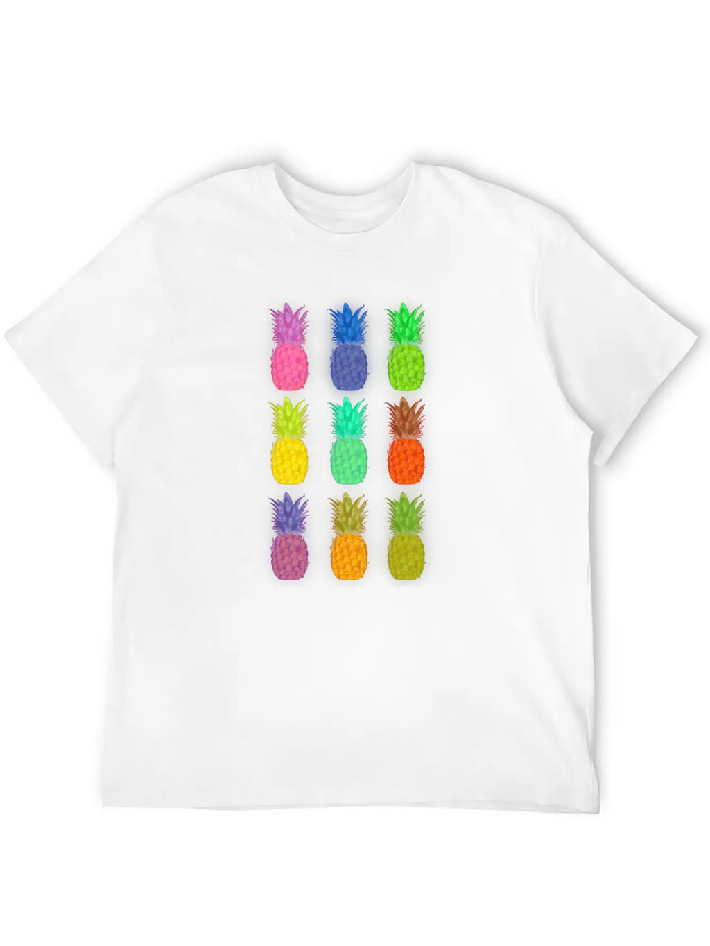 Pineapple Colorful Neon Breathable Soft Cotton T-Shirt – Timeless Casual Look