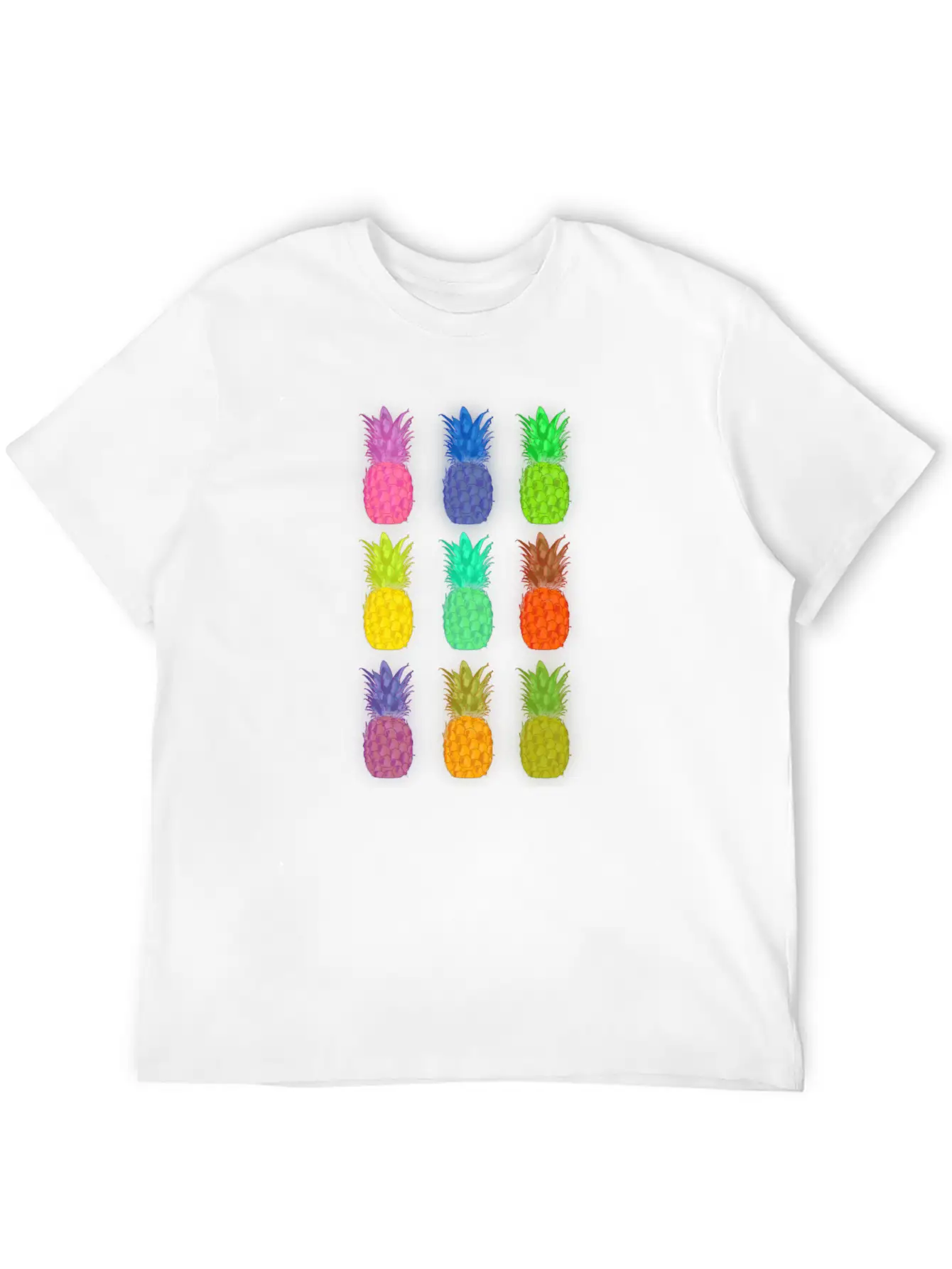 Pineapple Colorful Neon Breathable Soft Cotton T-Shirt – Timeless Casual Look