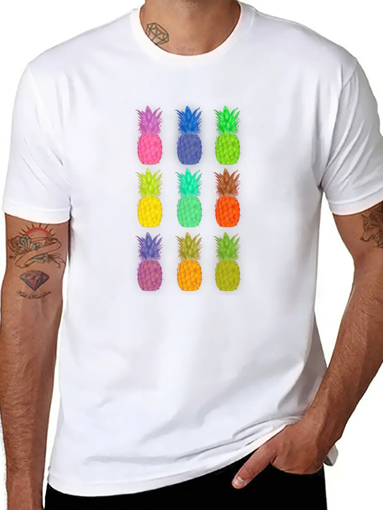 Pineapple Colorful Neon Breathable Soft Cotton T-Shirt – Timeless Casual Look