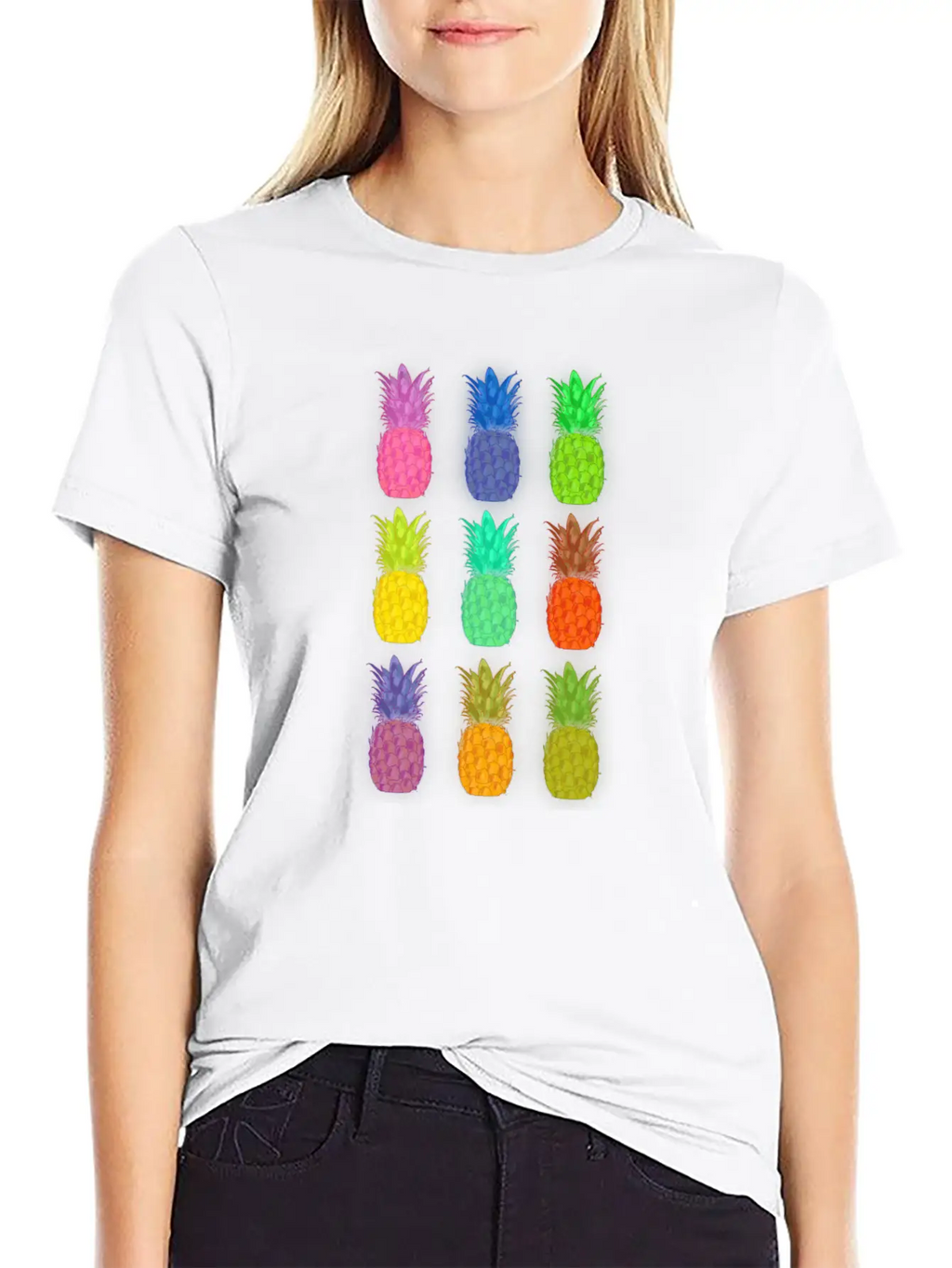 Pineapple Colorful Neon Breathable Soft Cotton T-Shirt – Timeless Casual Look