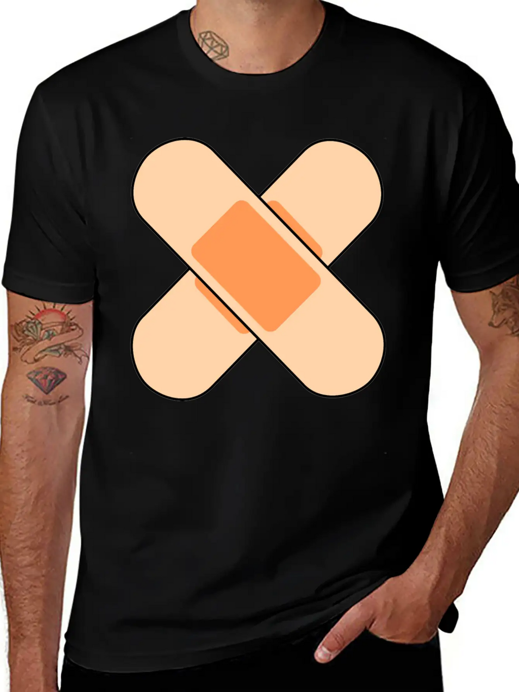 Pink Band Aids Breathable Soft Cotton T-Shirt – Timeless Casual Look