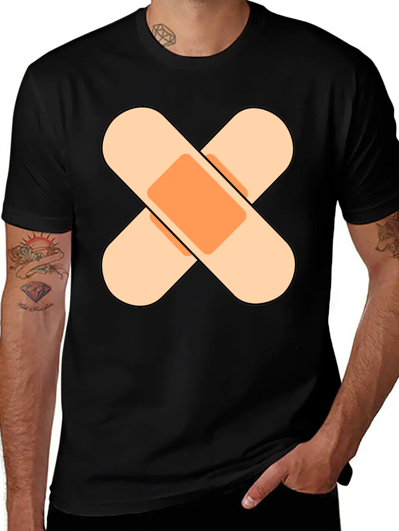 Pink Band Aids Breathable Soft Cotton T-Shirt – Timeless Casual Look