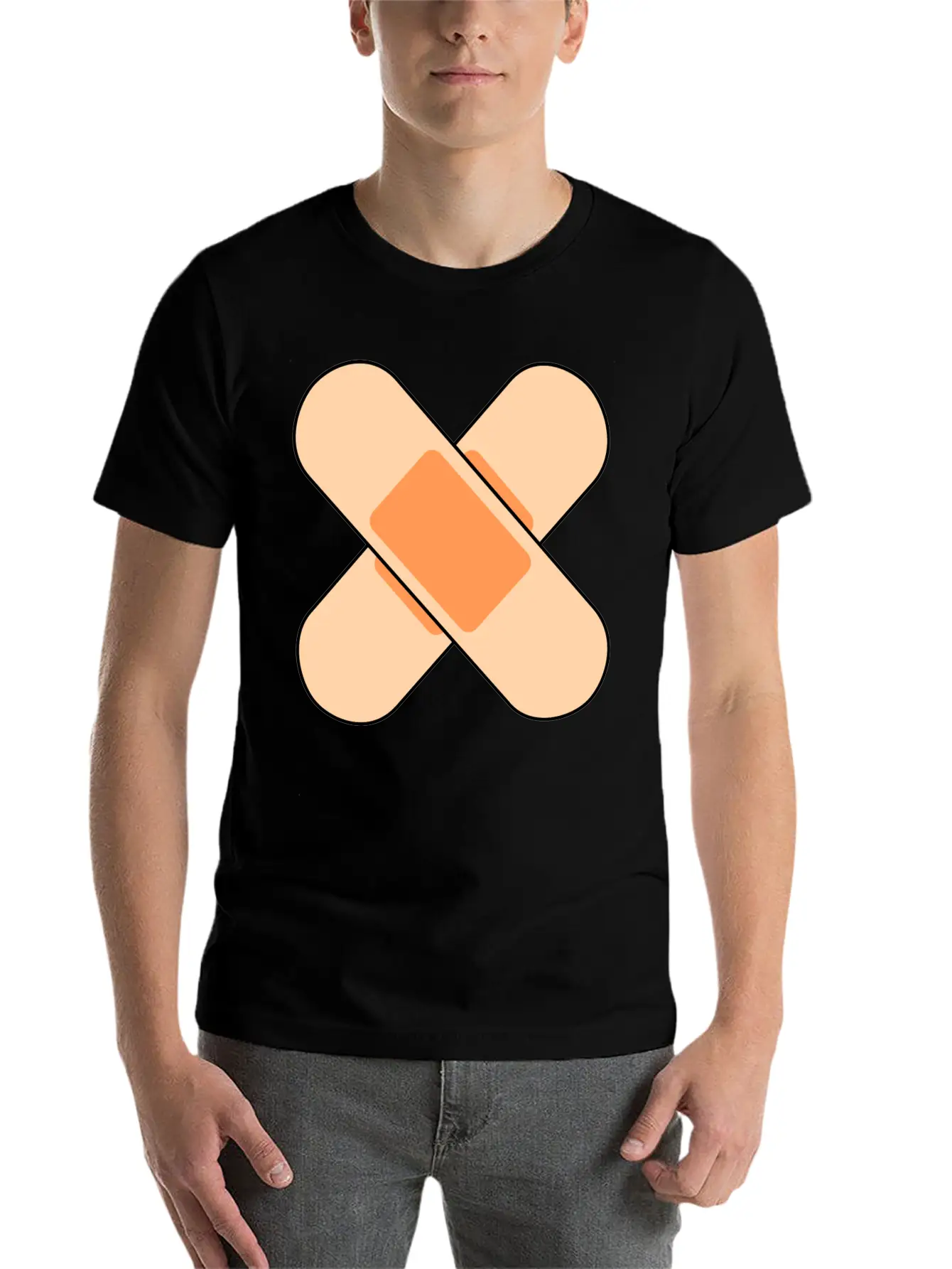 Pink Band Aids Breathable Soft Cotton T-Shirt – Timeless Casual Look