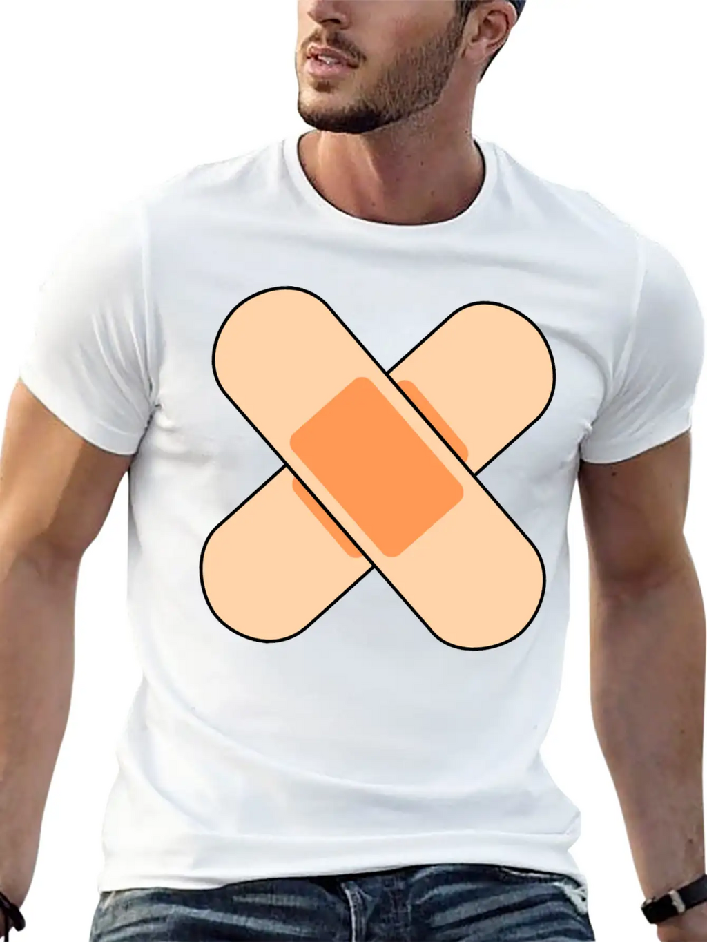 Pink Band Aids Breathable Soft Cotton T-Shirt – Timeless Casual Look
