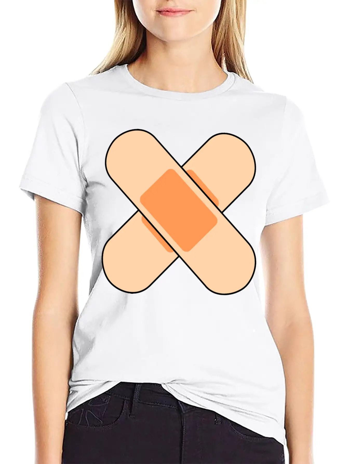 Pink Band Aids Breathable Soft Cotton T-Shirt – Timeless Casual Look
