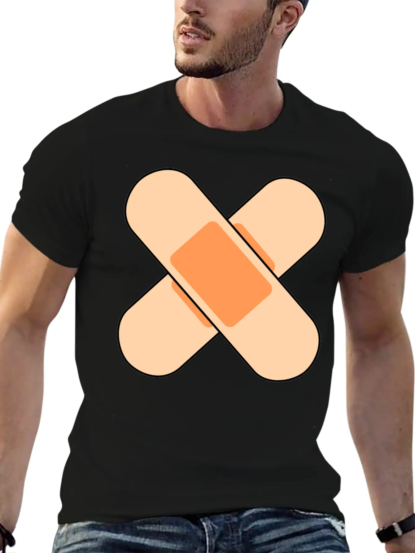 Pink Band Aids Breathable Soft Cotton T-Shirt – Timeless Casual Look