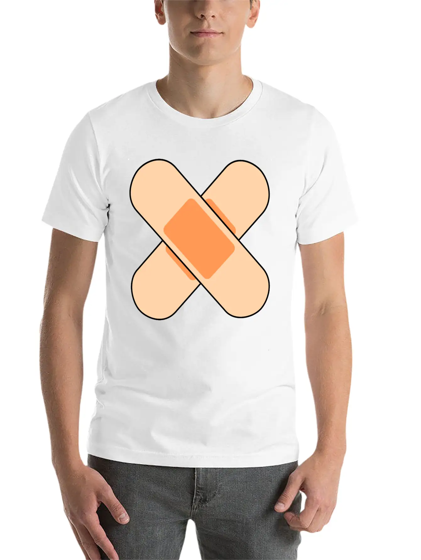 Pink Band Aids Breathable Soft Cotton T-Shirt – Timeless Casual Look