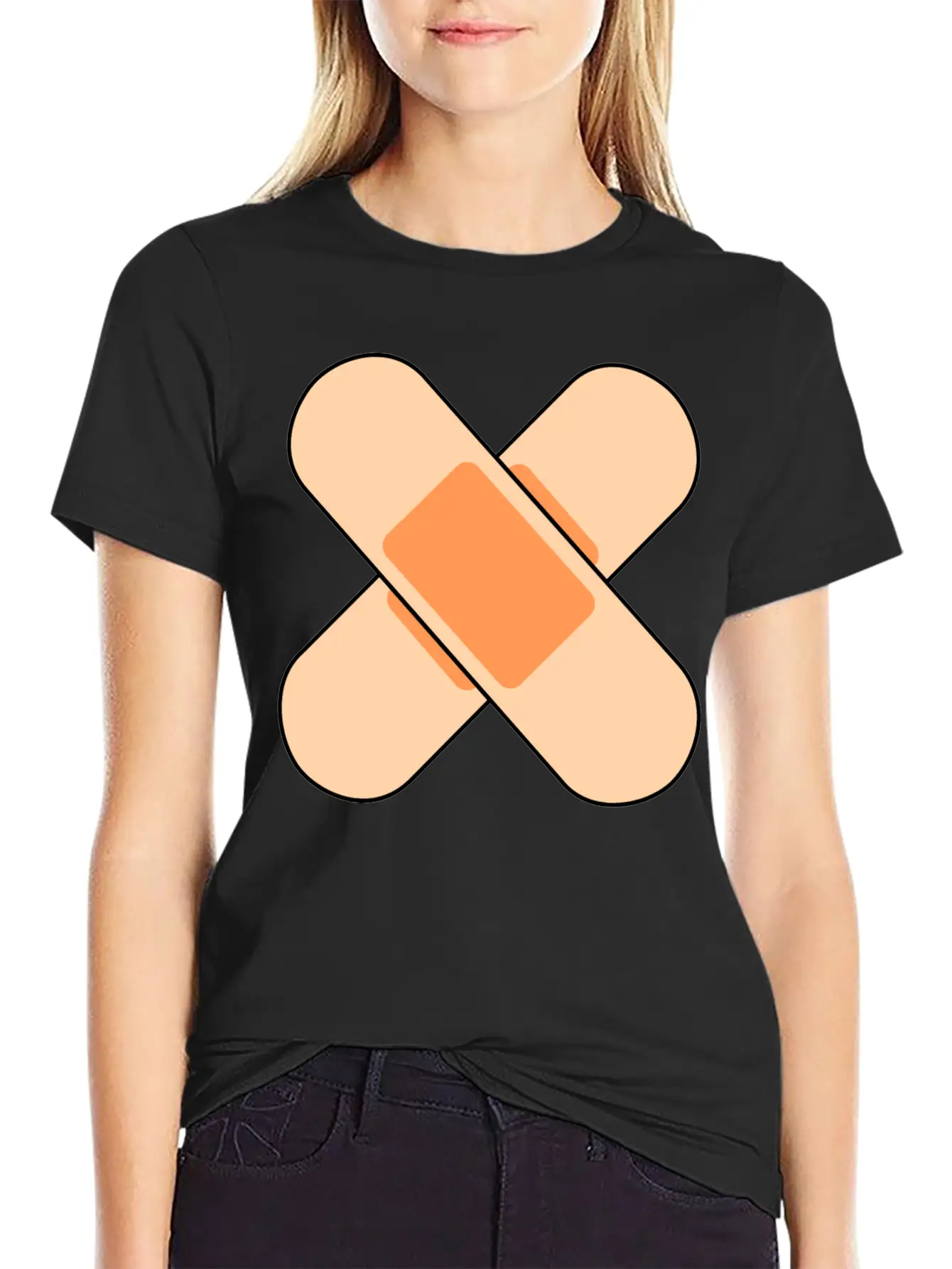 Pink Band Aids Breathable Soft Cotton T-Shirt – Timeless Casual Look