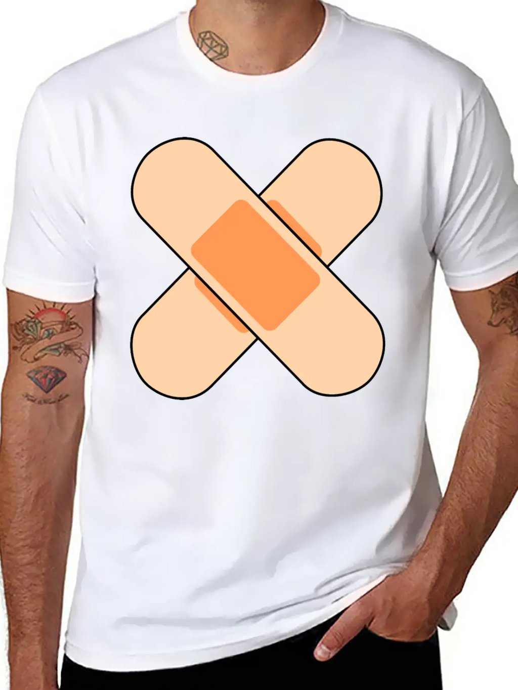 Pink Band Aids Breathable Soft Cotton T-Shirt – Timeless Casual Look