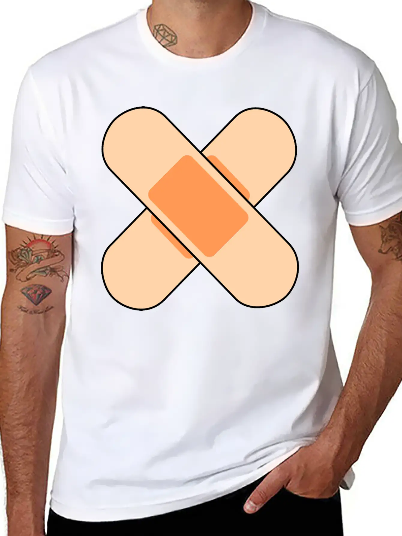 Pink Band Aids Breathable Soft Cotton T-Shirt – Timeless Casual Look