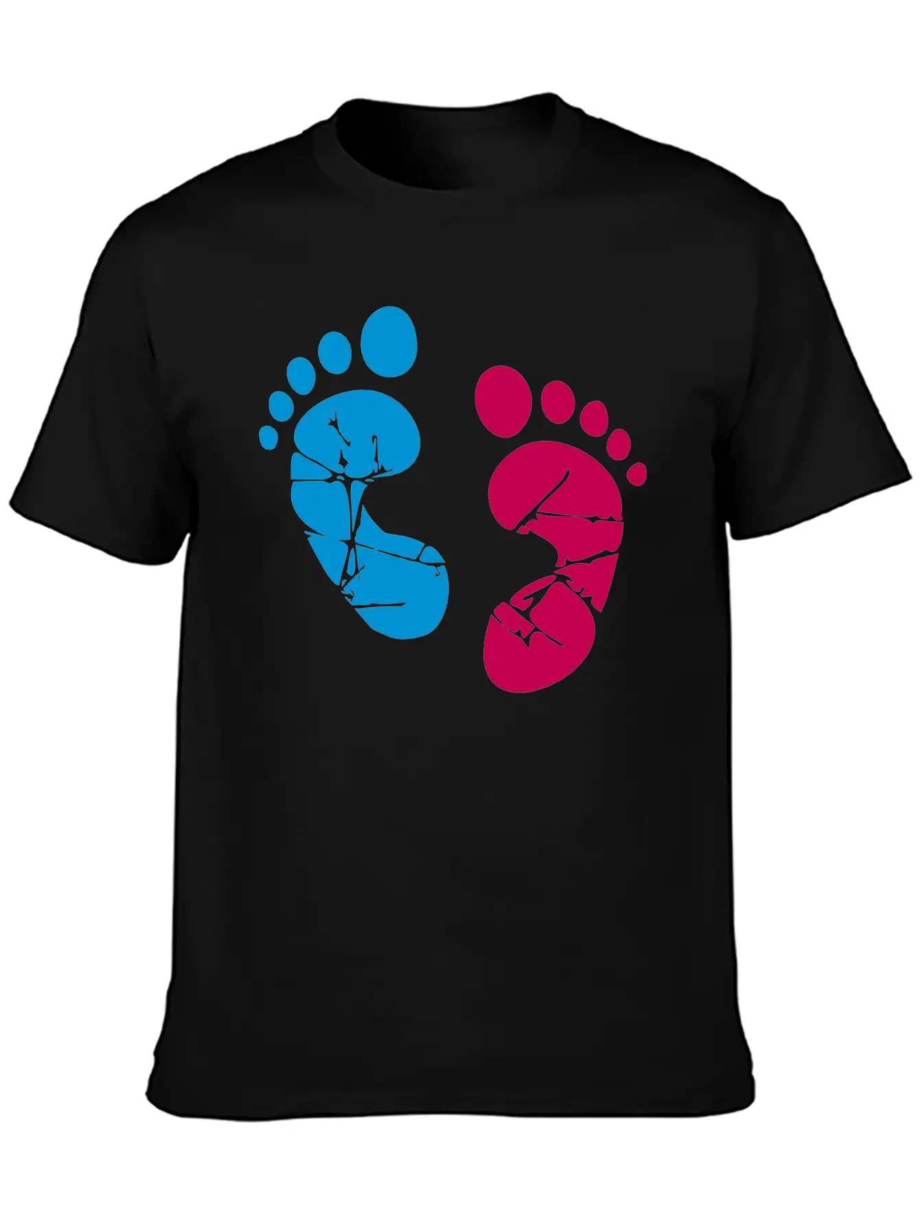 Pink Blue Baby Feet Imprint Ink Color Pregnant Gir Relaxed Everyday Tee – Lightweight And Durable Cotton