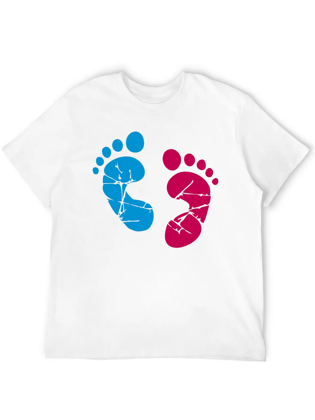 Pink Blue Baby Feet Imprint Ink Color Pregnant Gir Relaxed Everyday Tee – Lightweight And Durable Cotton