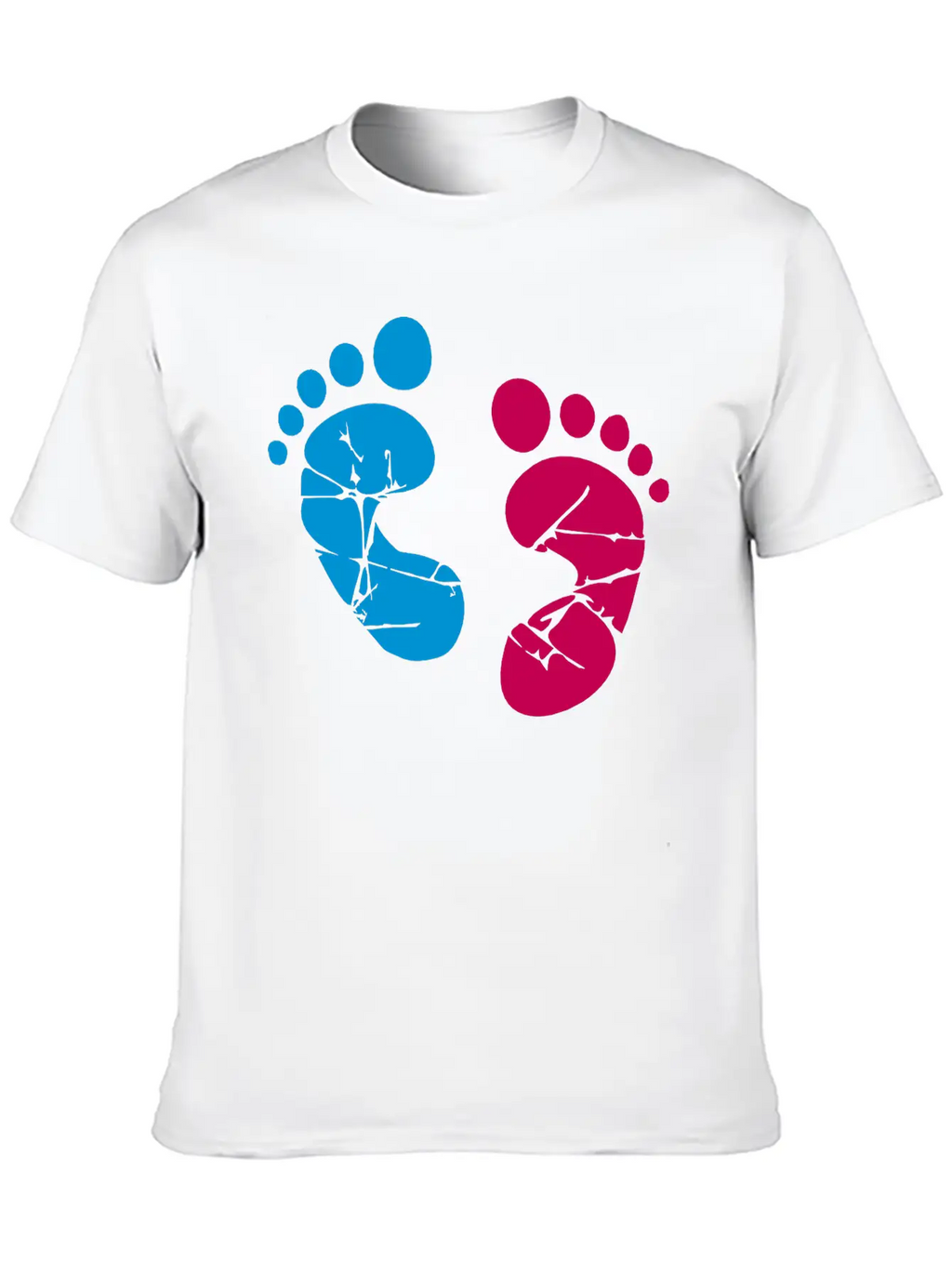 Pink Blue Baby Feet Imprint Ink Color Pregnant Gir Relaxed Everyday Tee – Lightweight And Durable Cotton