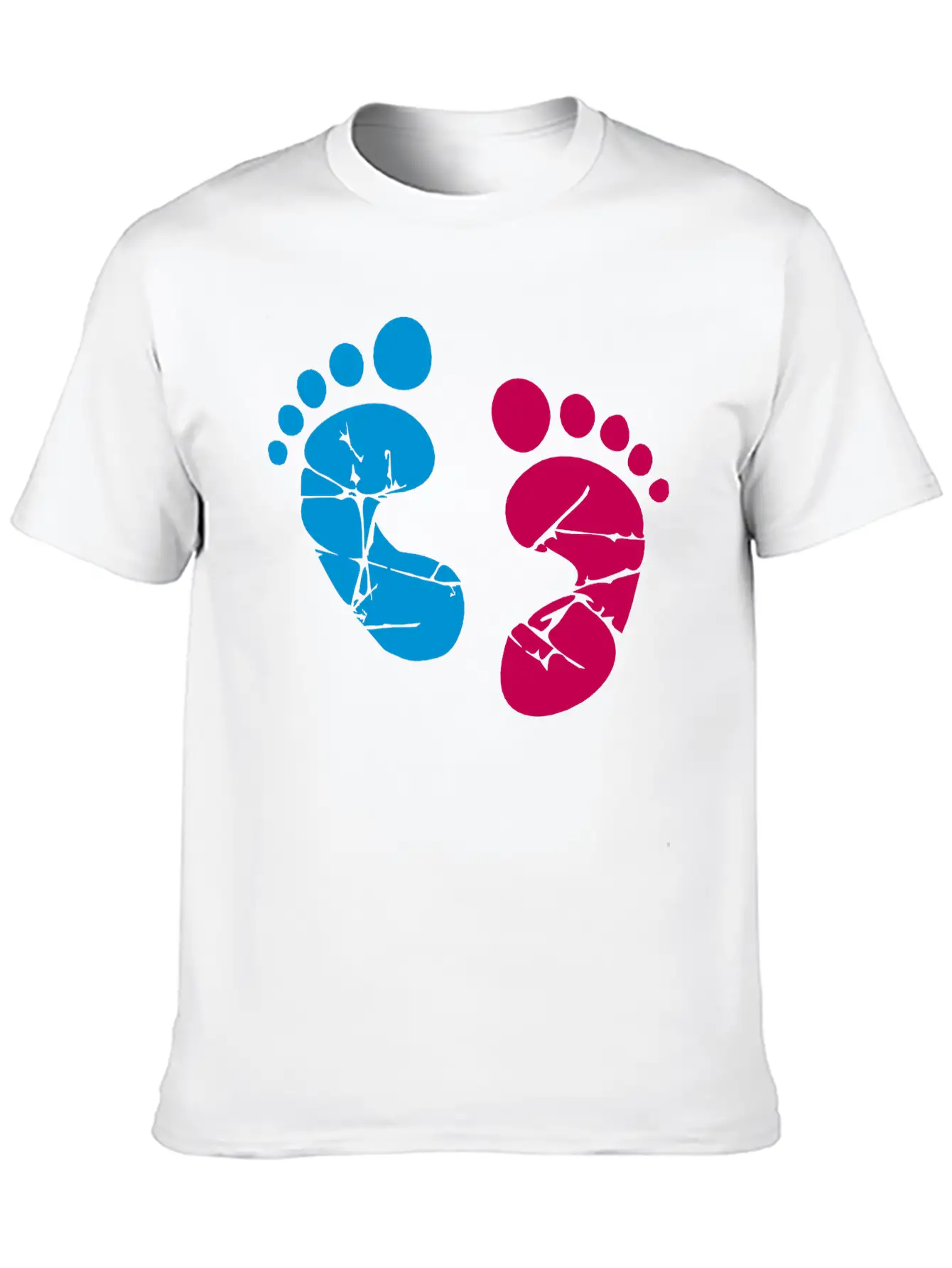 Pink Blue Baby Feet Imprint Ink Color Pregnant Gir Relaxed Everyday Tee – Lightweight And Durable Cotton