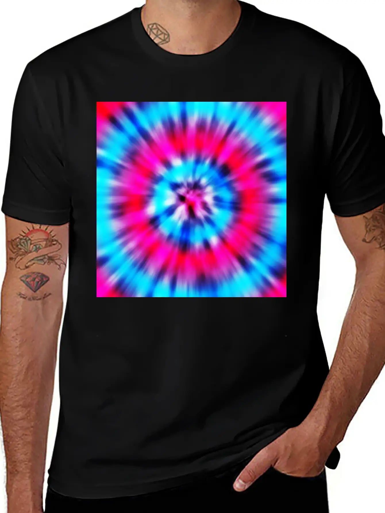Pink Blue Tie Dye Classic Cotton Tee – Unisex Comfort For Any Season