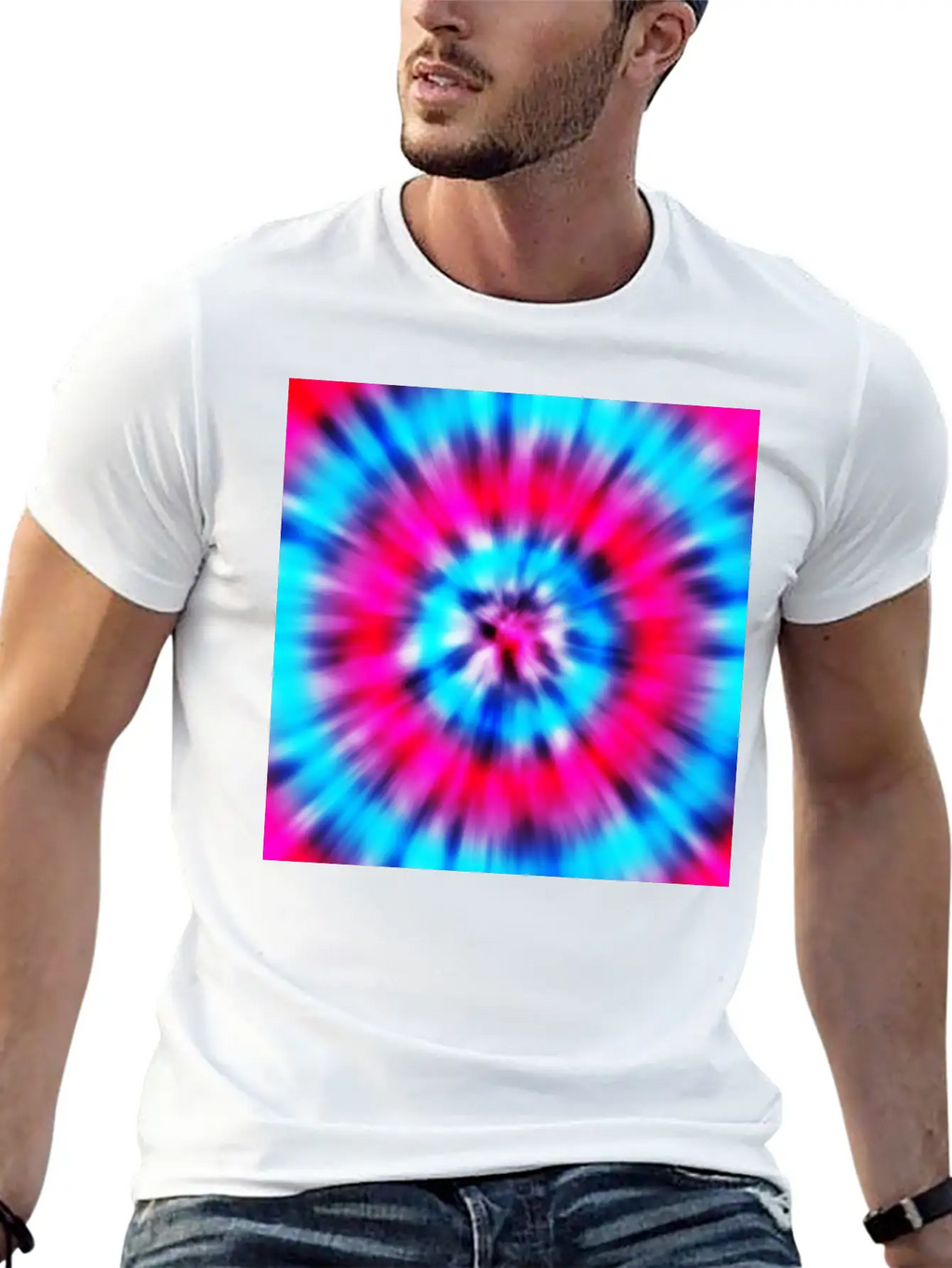 Pink Blue Tie Dye Classic Cotton Tee – Unisex Comfort For Any Season