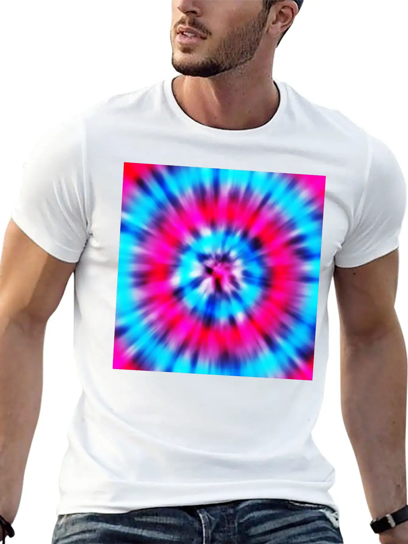 Pink Blue Tie Dye Classic Cotton Tee – Unisex Comfort For Any Season