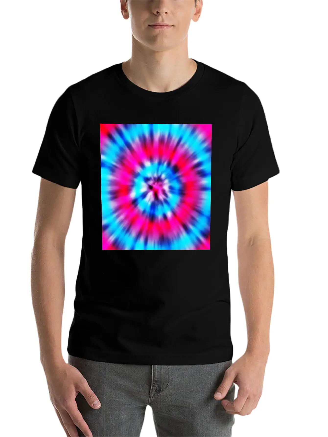 Pink Blue Tie Dye Classic Cotton Tee – Unisex Comfort For Any Season