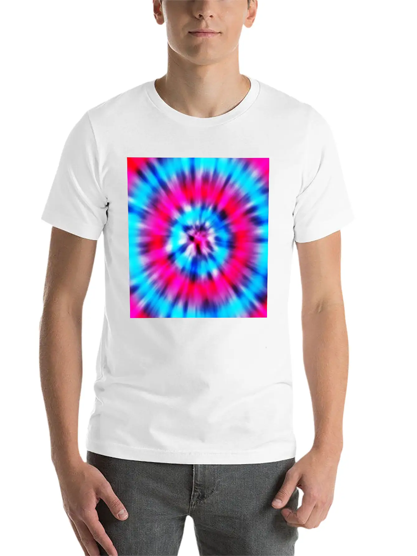 Pink Blue Tie Dye Classic Cotton Tee – Unisex Comfort For Any Season