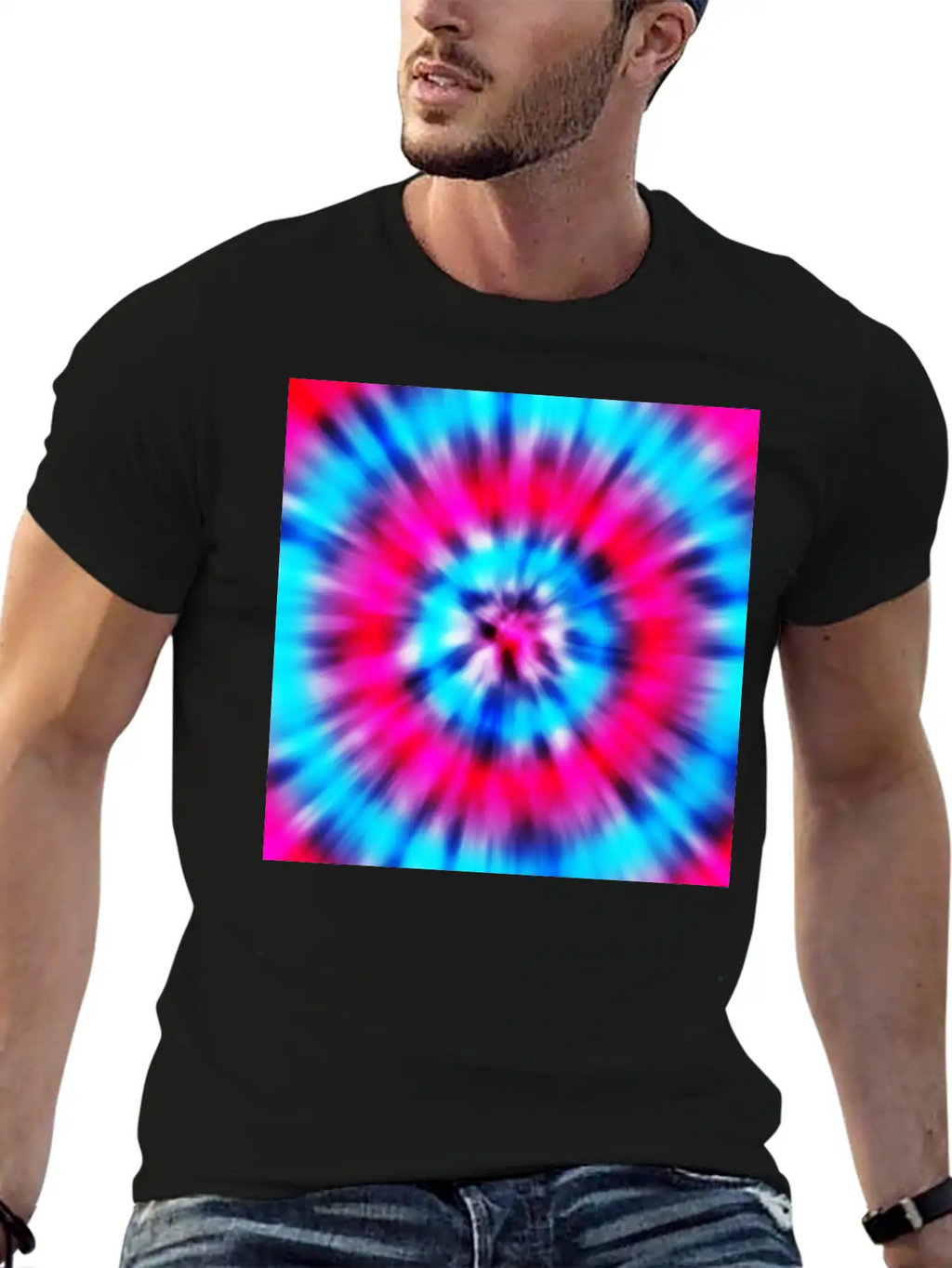 Pink Blue Tie Dye Classic Cotton Tee – Unisex Comfort For Any Season