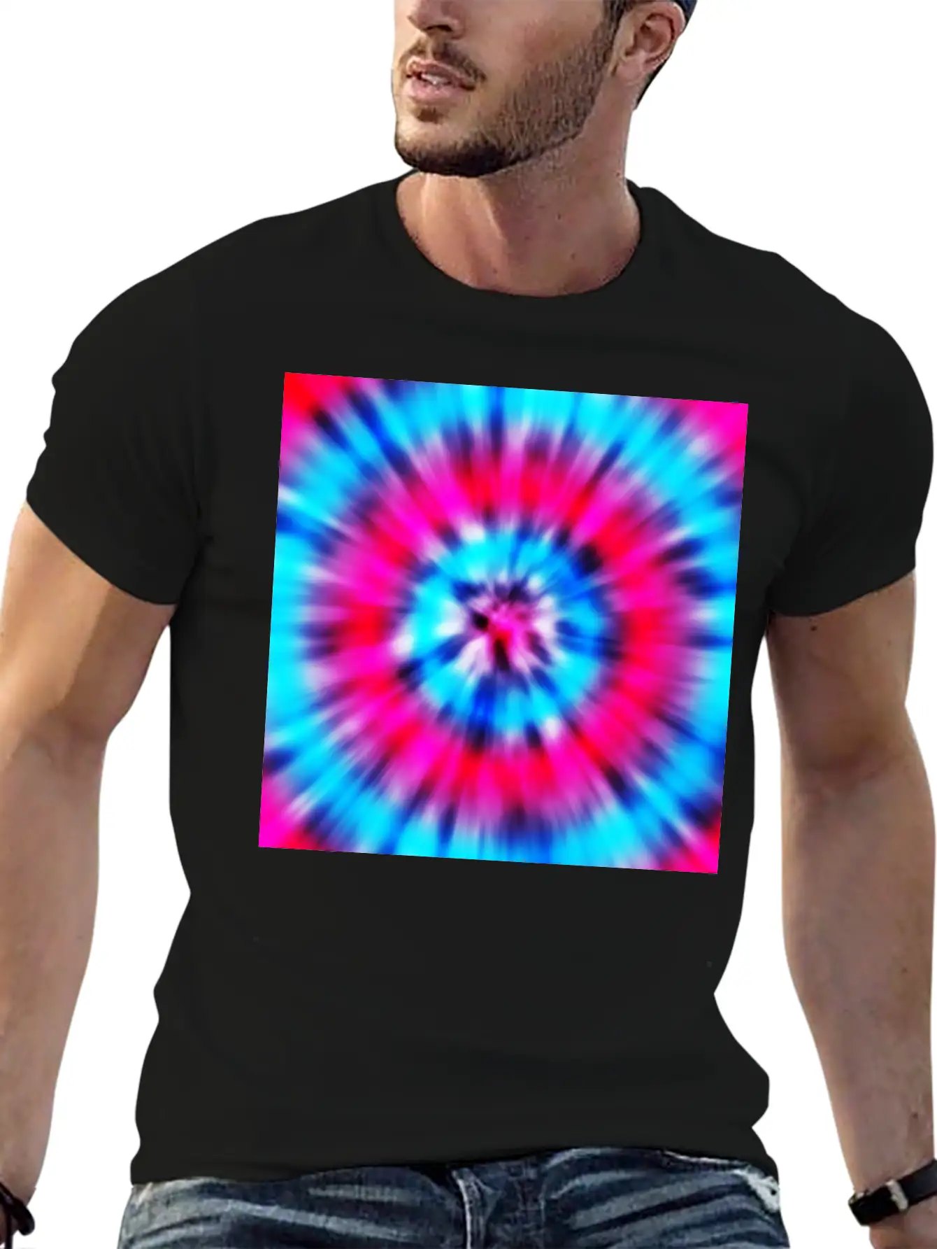 Pink Blue Tie Dye Classic Cotton Tee – Unisex Comfort For Any Season