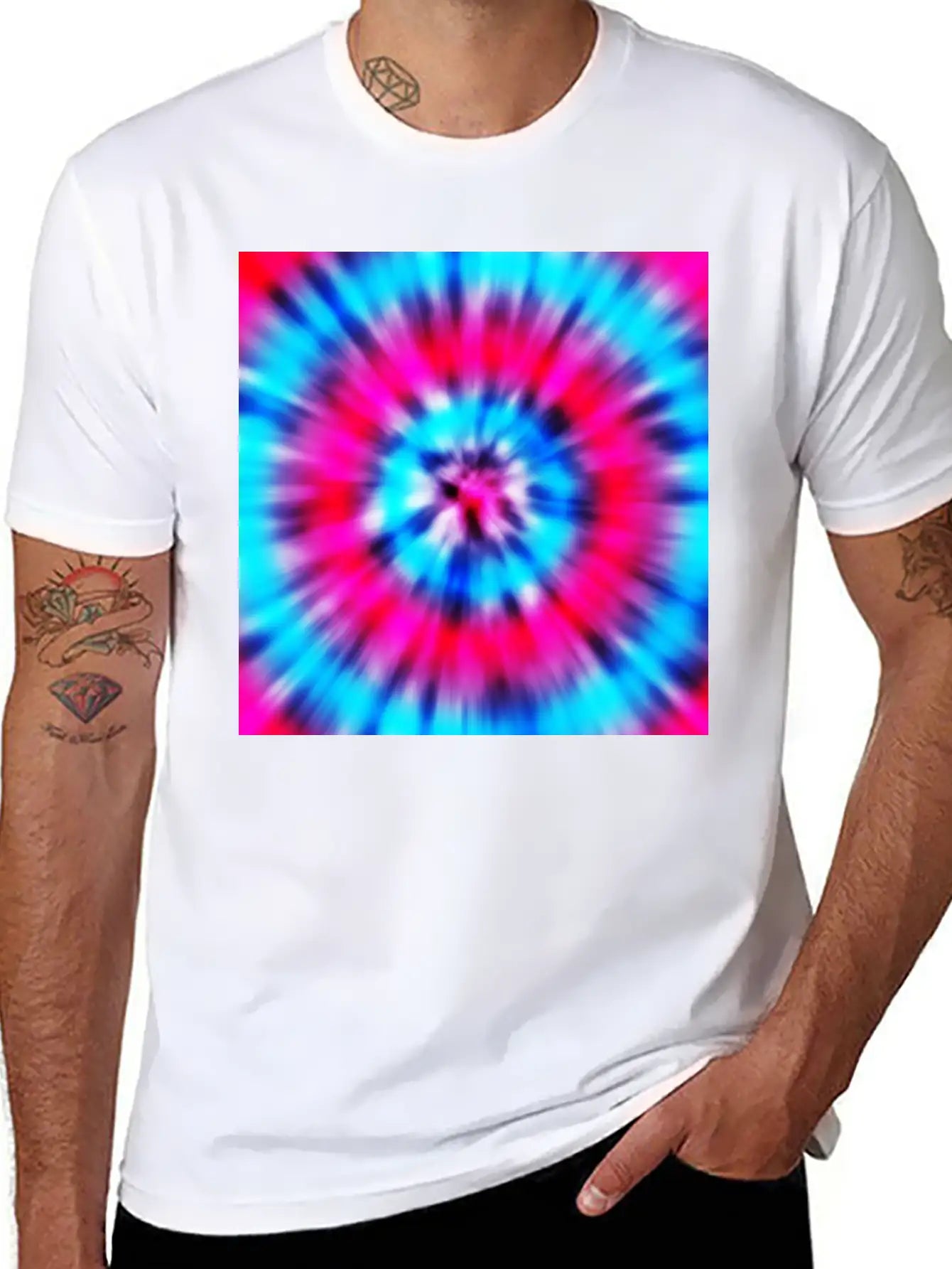 Pink Blue Tie Dye Classic Cotton Tee – Unisex Comfort For Any Season