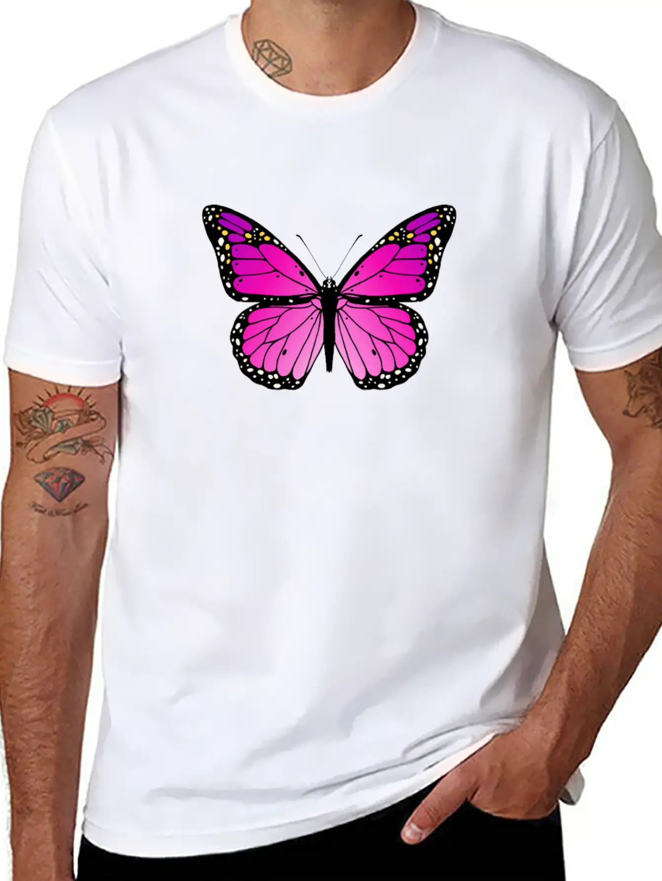 Pink Butterfly Love Monarch Pink Butterflypink Mon Stylish Everyday T-Shirt – Unisex Basic Cotton Tee