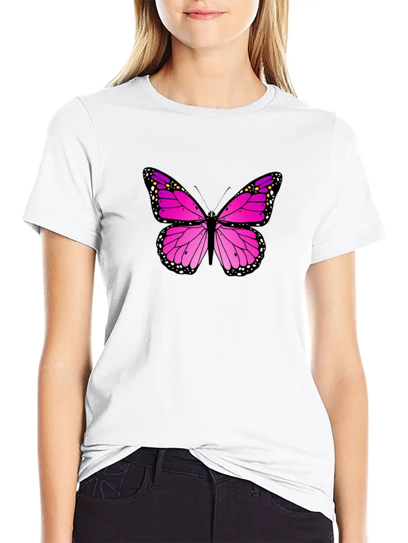Pink Butterfly Love Monarch Pink Butterflypink Mon Stylish Everyday T-Shirt – Unisex Basic Cotton Tee