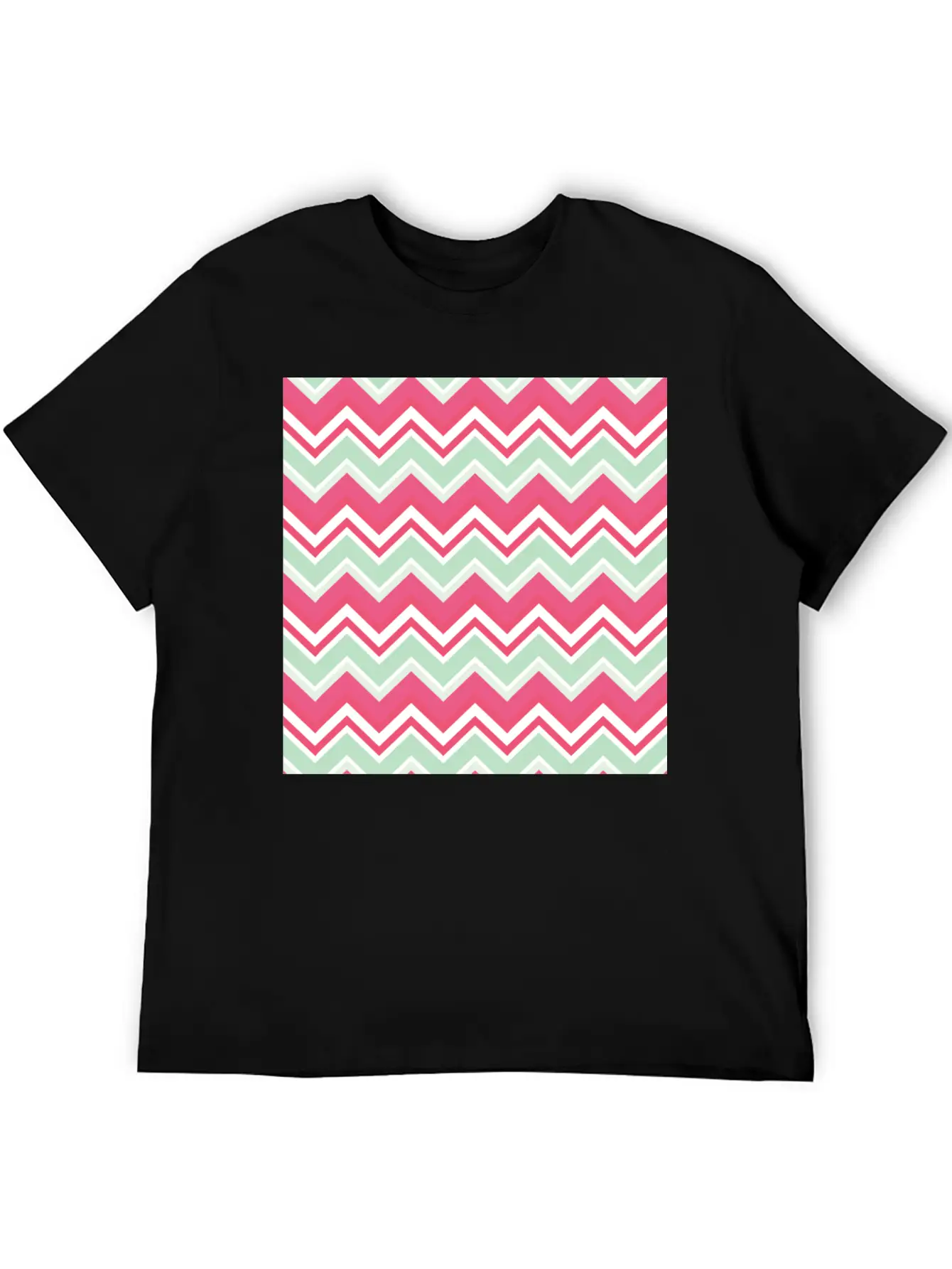 Pink Chevron Pattern Breathable Graphic T-Shirt – Perfect For Casual Days