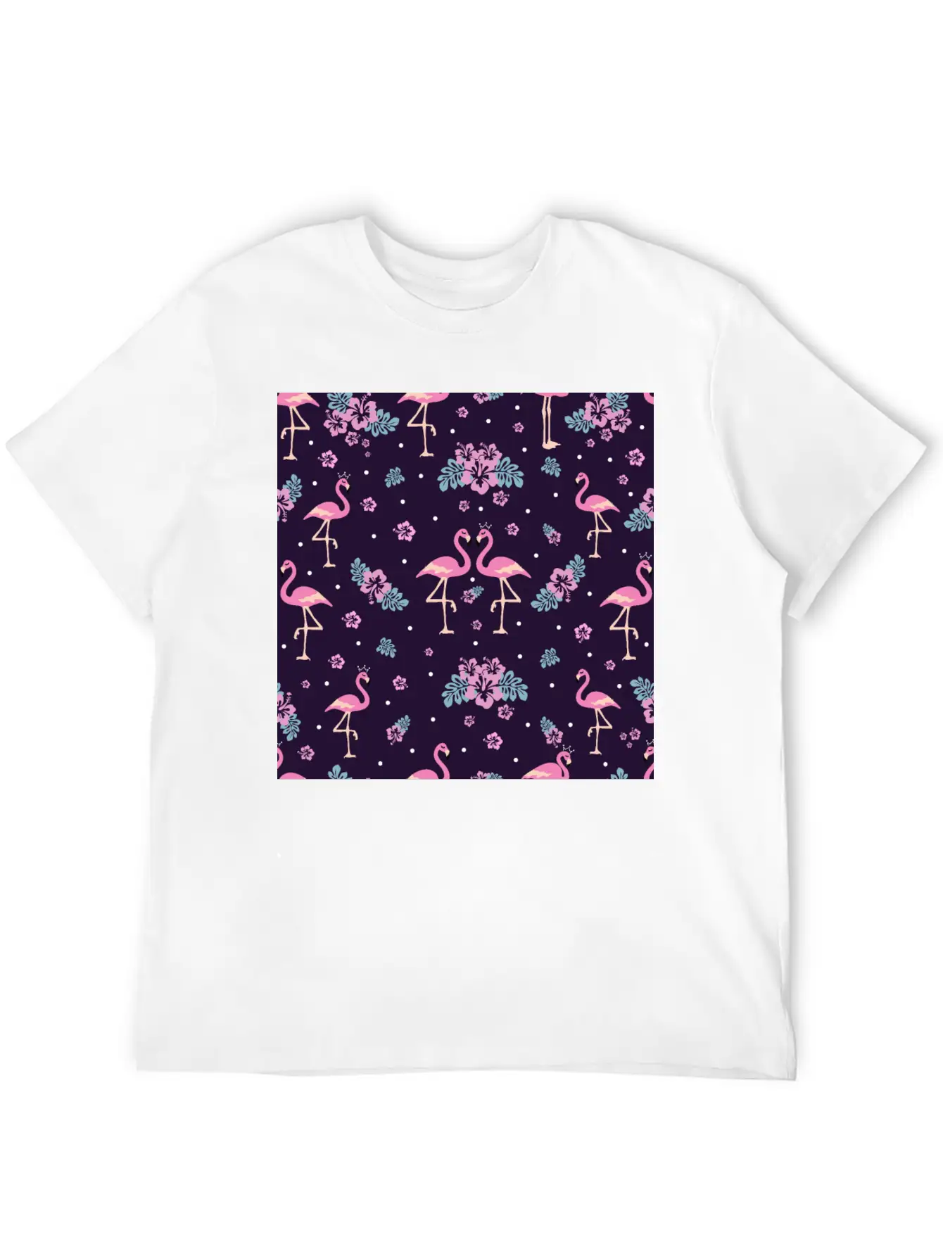 Pink Flamingo Seamless Flamingo Pattern Basic Graphic T-Shirt – Daily Comfort In Soft Cotton