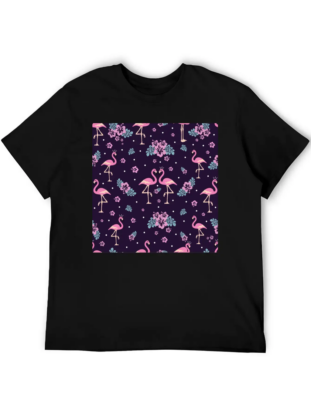 Pink Flamingo Seamless Flamingo Pattern Basic Graphic T-Shirt – Daily Comfort In Soft Cotton