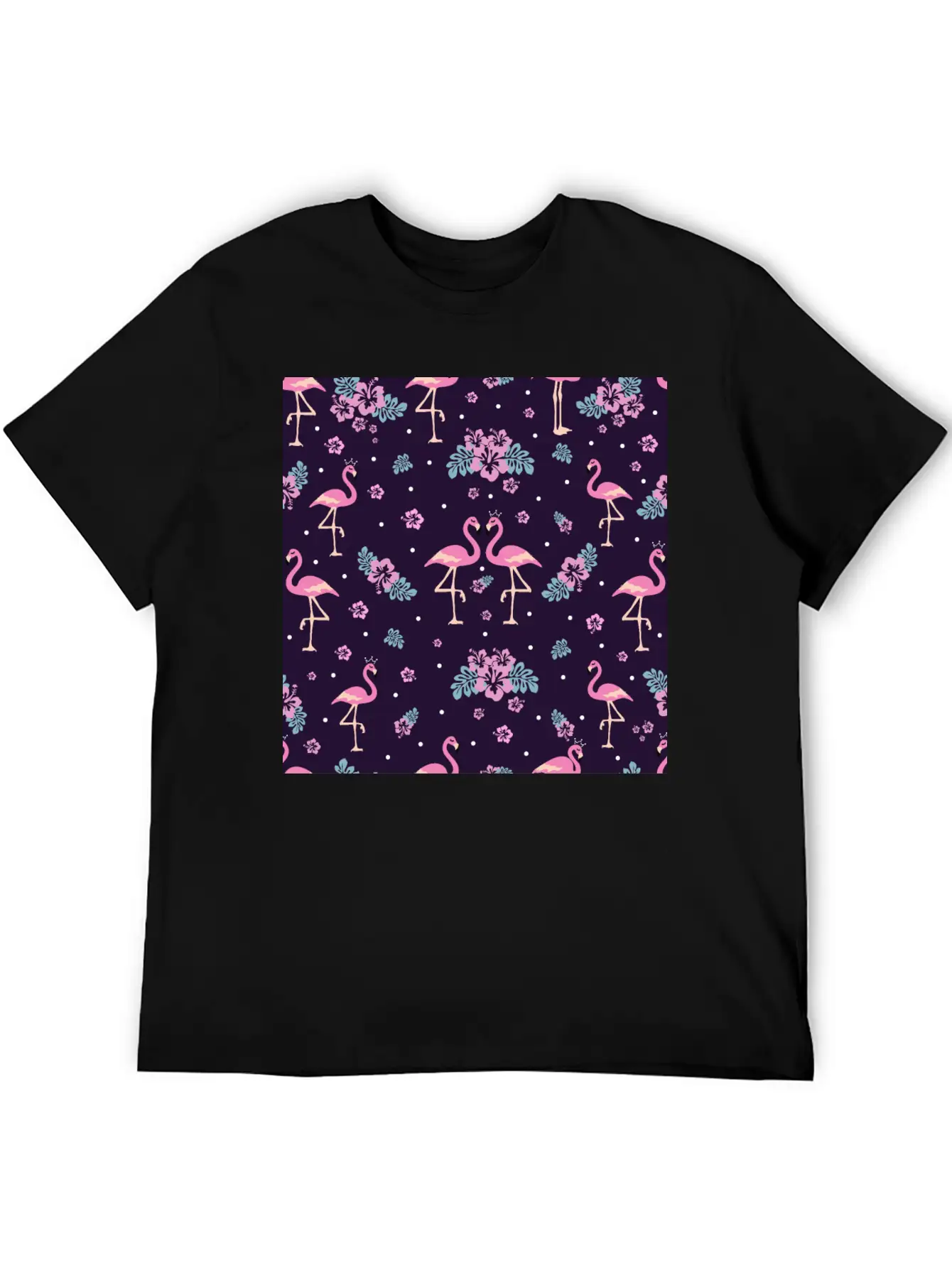 Pink Flamingo Seamless Flamingo Pattern Basic Graphic T-Shirt – Daily Comfort In Soft Cotton
