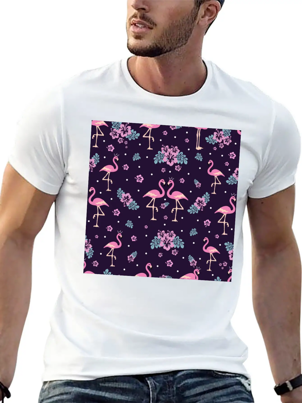 Pink Flamingo Seamless Flamingo Pattern Basic Graphic T-Shirt – Daily Comfort In Soft Cotton