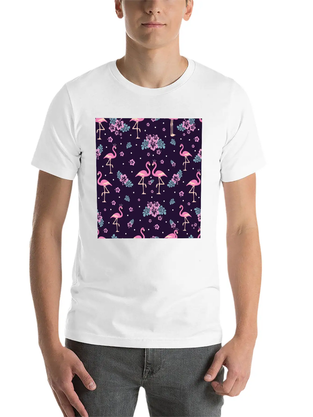 Pink Flamingo Seamless Flamingo Pattern Basic Graphic T-Shirt – Daily Comfort In Soft Cotton