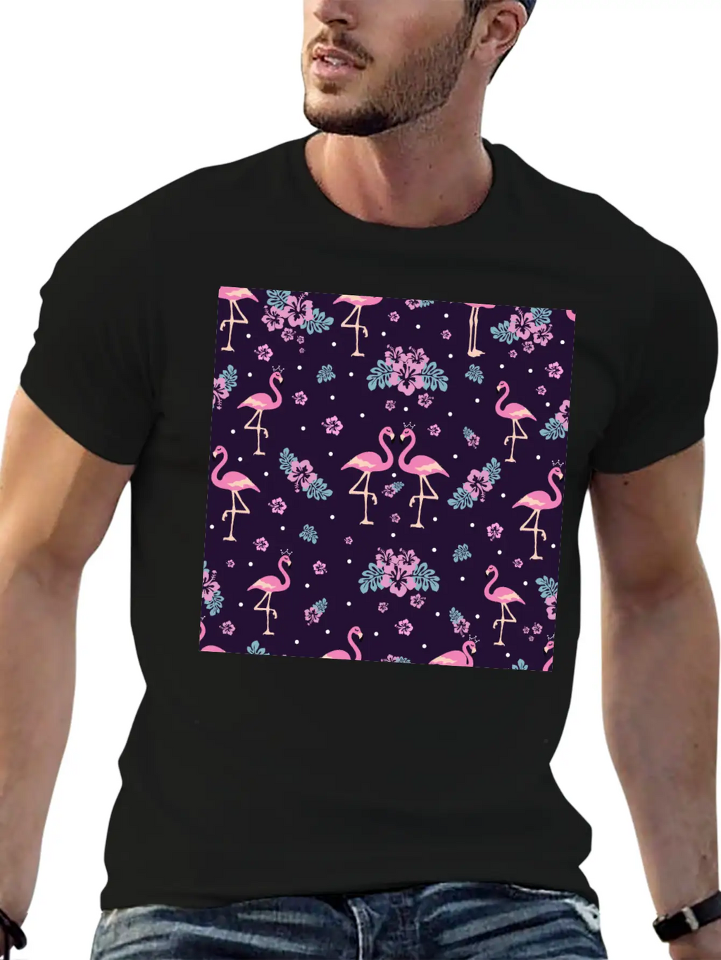 Pink Flamingo Seamless Flamingo Pattern Basic Graphic T-Shirt – Daily Comfort In Soft Cotton