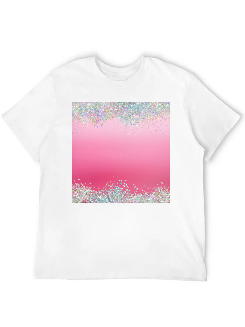 Pink Holographic Glitter Breathable Graphic T-Shirt – Perfect For Casual Days