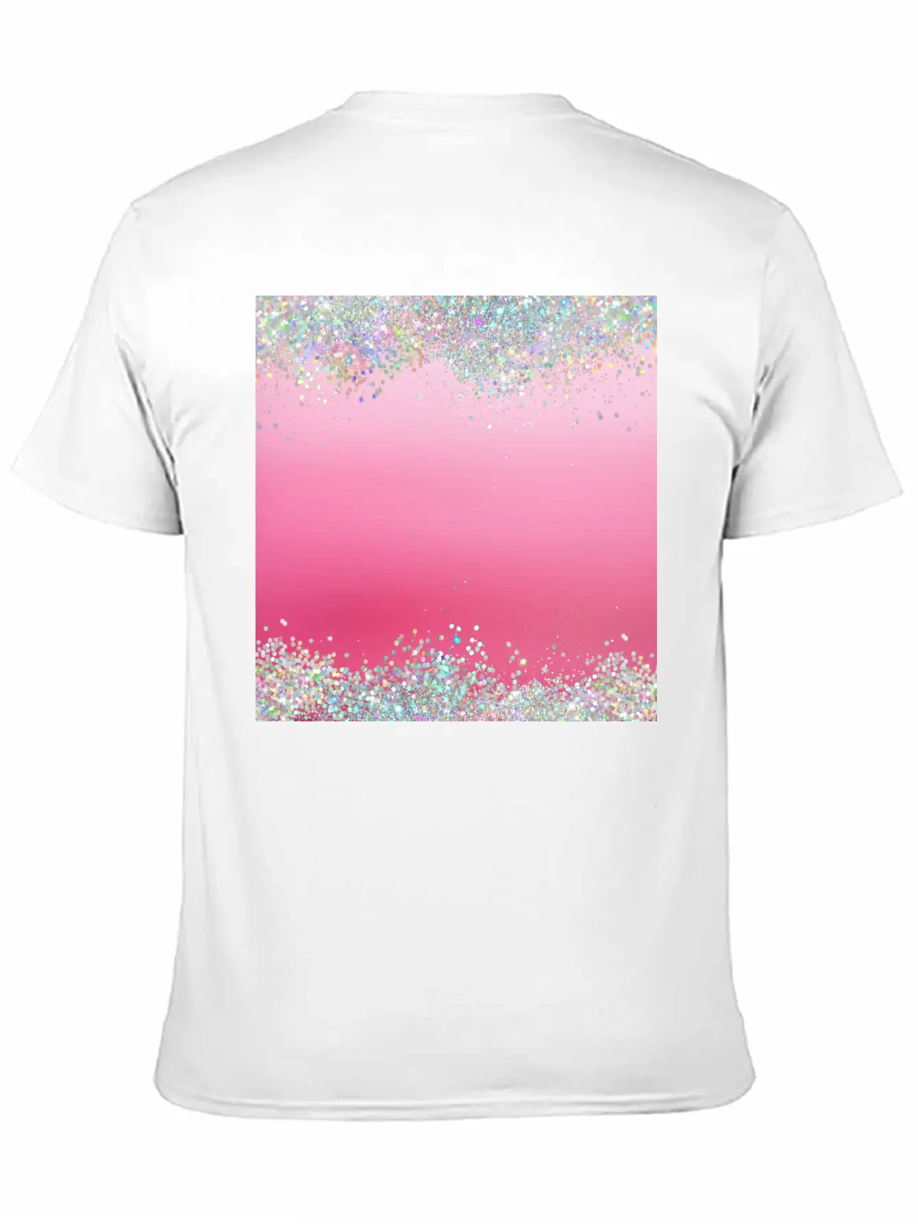 Pink Holographic Glitter Breathable Graphic T-Shirt – Perfect For Casual Days