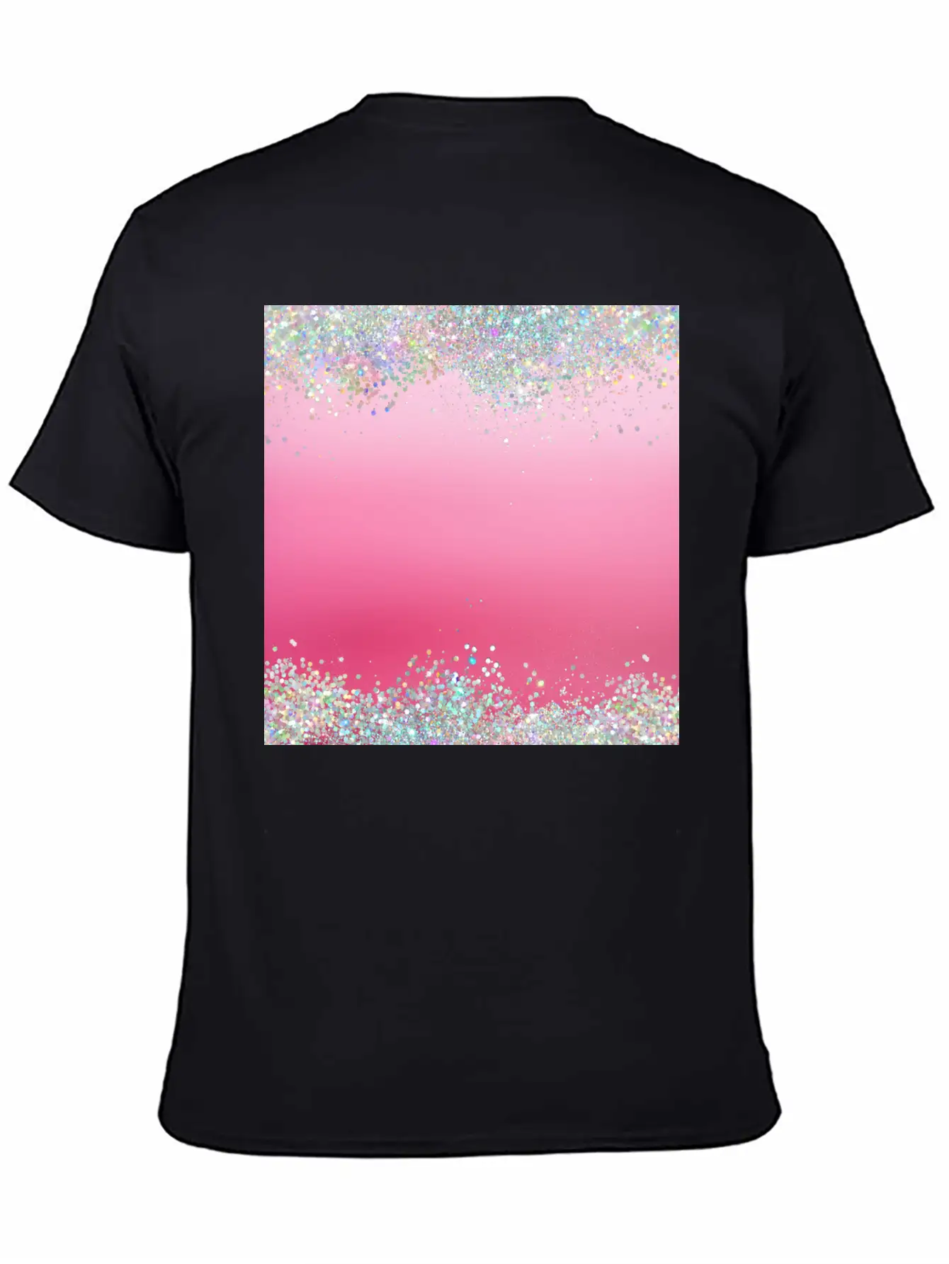Pink Holographic Glitter Breathable Graphic T-Shirt – Perfect For Casual Days