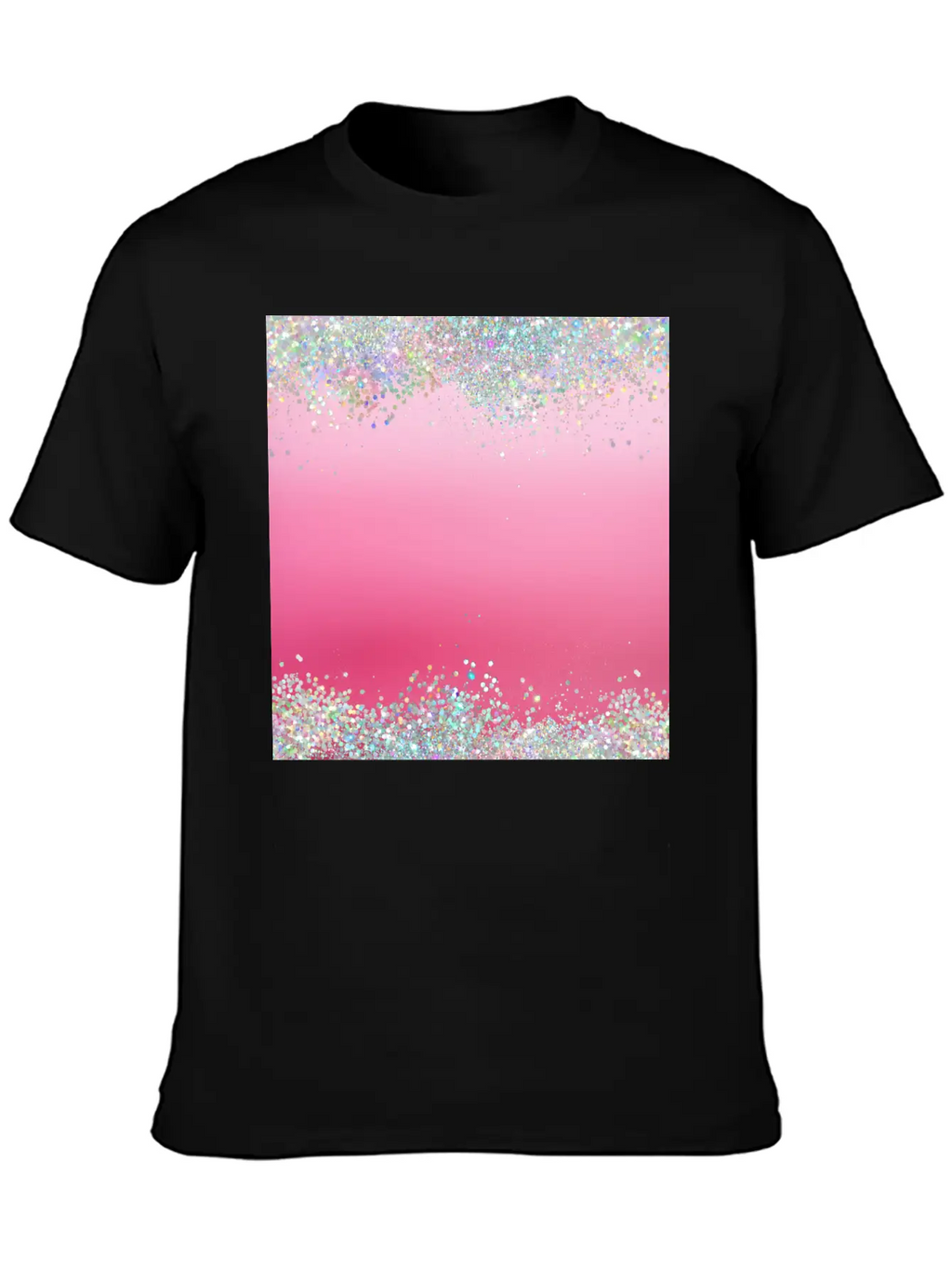 Pink Holographic Glitter Breathable Graphic T-Shirt – Perfect For Casual Days