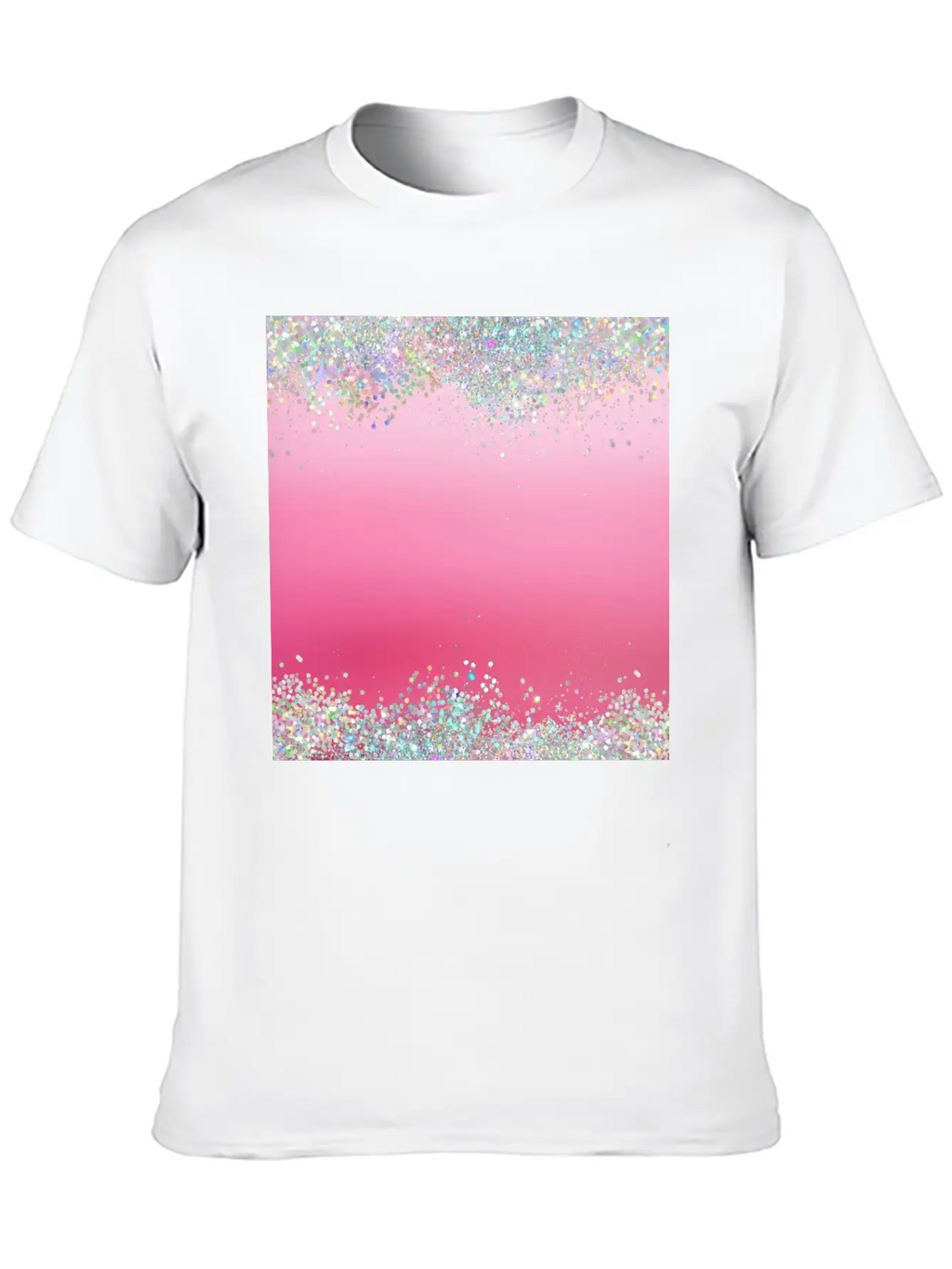 Pink Holographic Glitter Breathable Graphic T-Shirt – Perfect For Casual Days