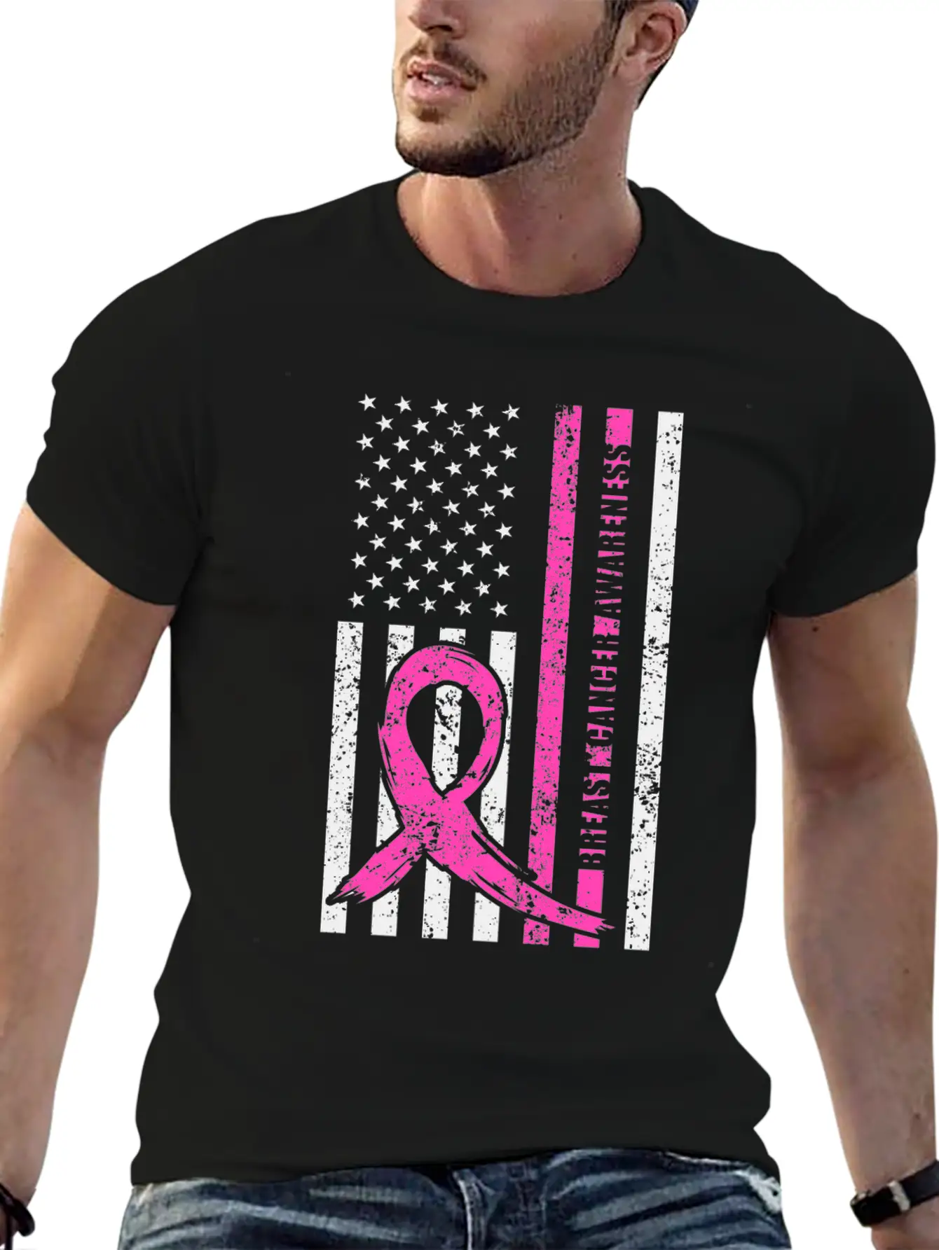 Pink Ribbon Breast Cancer Awareness Month American Basic Graphic T-Shirt – Daily Comfort In Soft Cotton