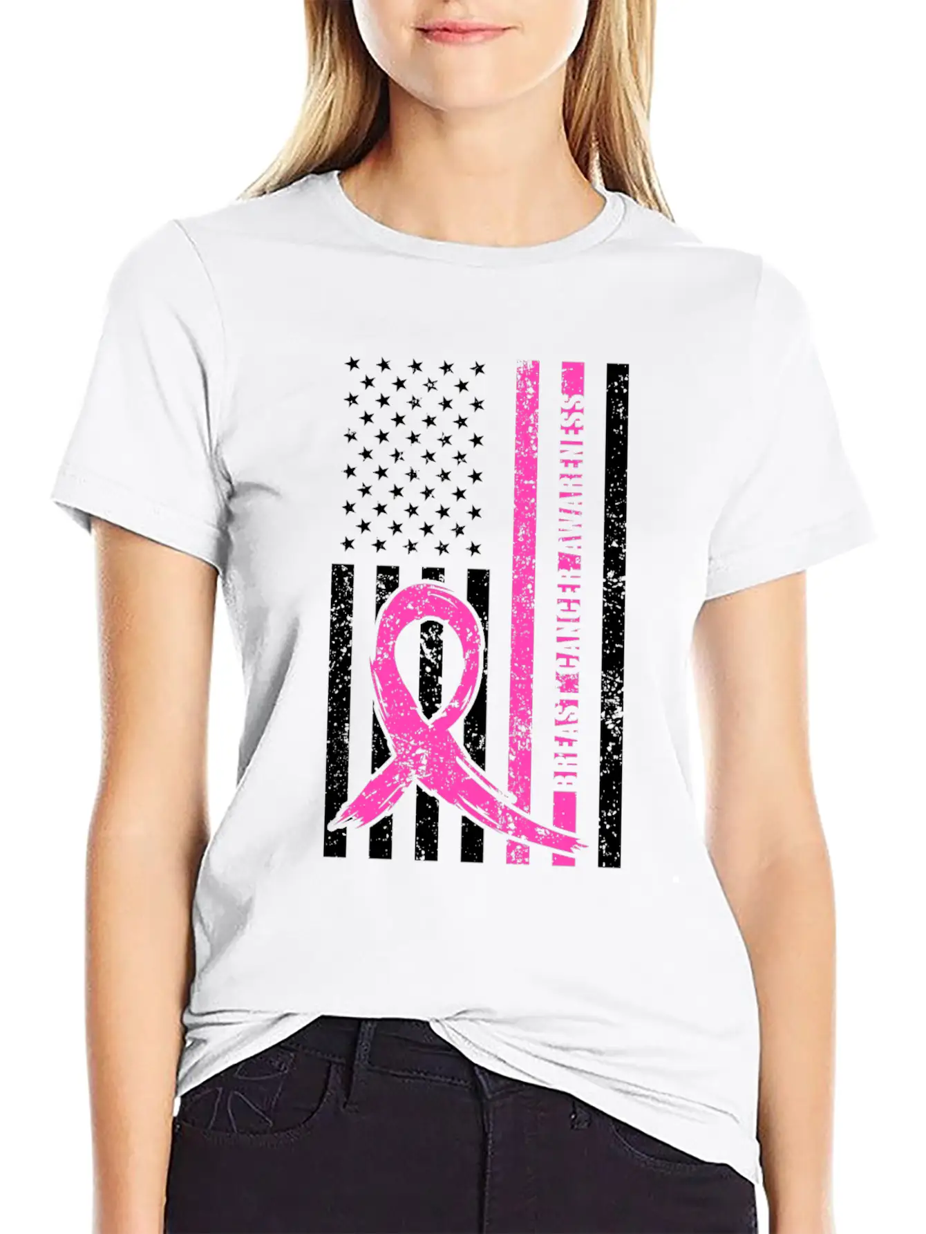 Pink Ribbon Breast Cancer Awareness Month American Basic Graphic T-Shirt – Daily Comfort In Soft Cotton