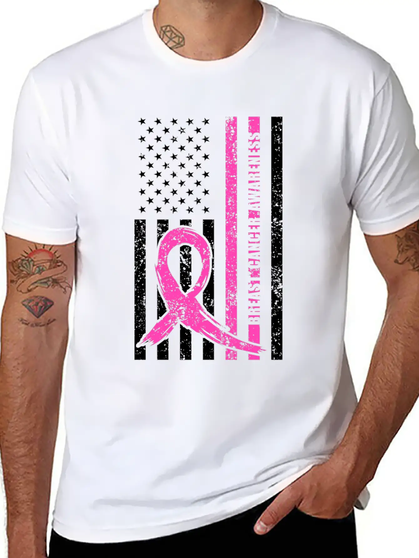 Pink Ribbon Breast Cancer Awareness Month American Basic Graphic T-Shirt – Daily Comfort In Soft Cotton