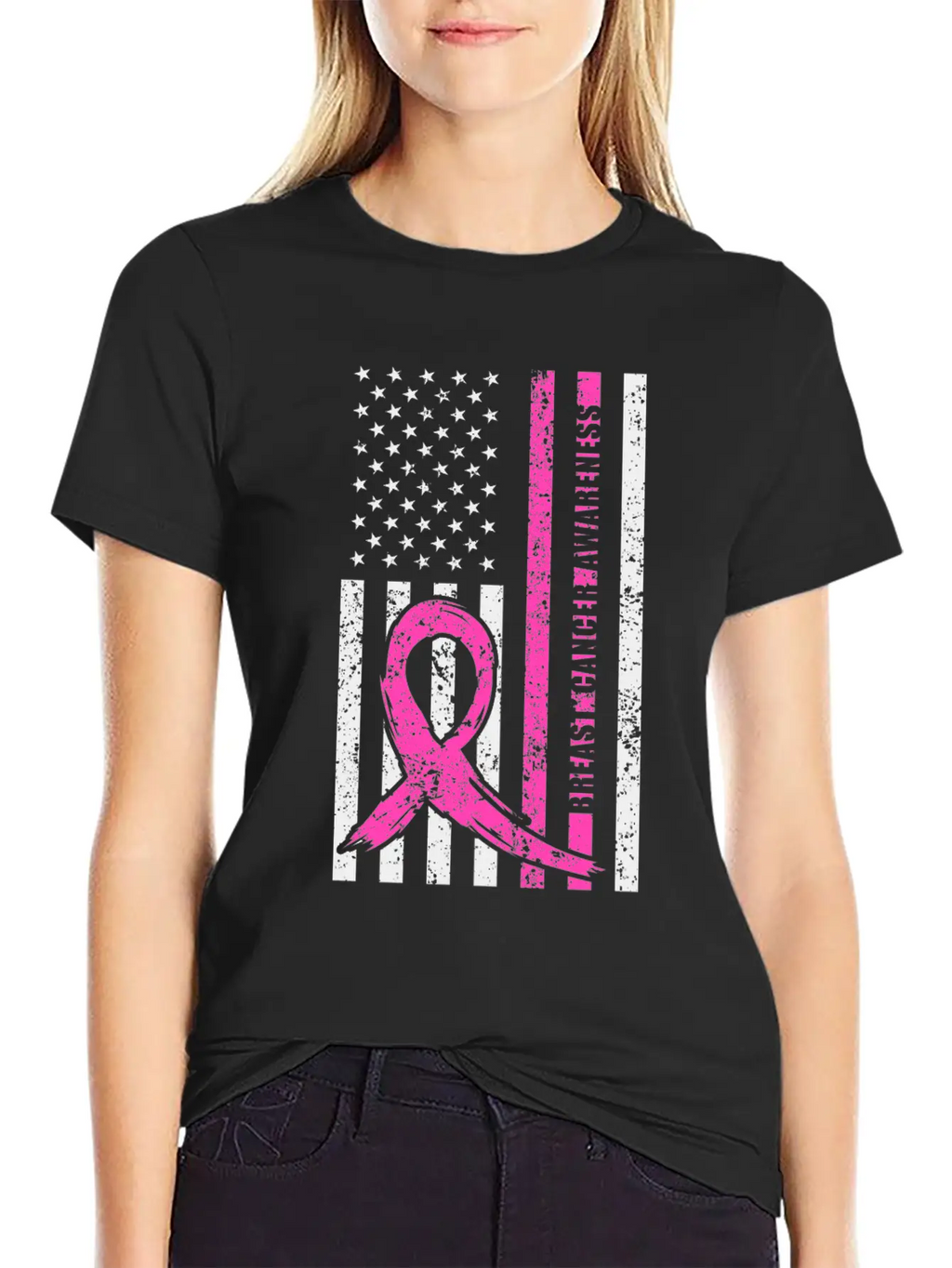 Pink Ribbon Breast Cancer Awareness Month American Basic Graphic T-Shirt – Daily Comfort In Soft Cotton